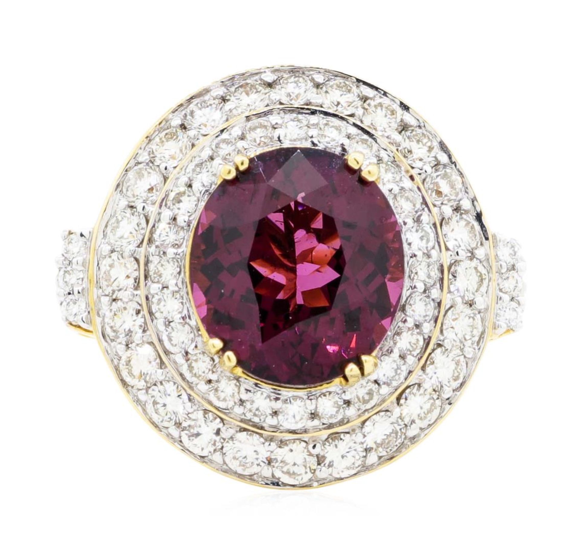 6.64 ctw Oval Mixed Lavender Spinel And Round Brilliant Cut Diamond Ring - 18KT - Image 2 of 5