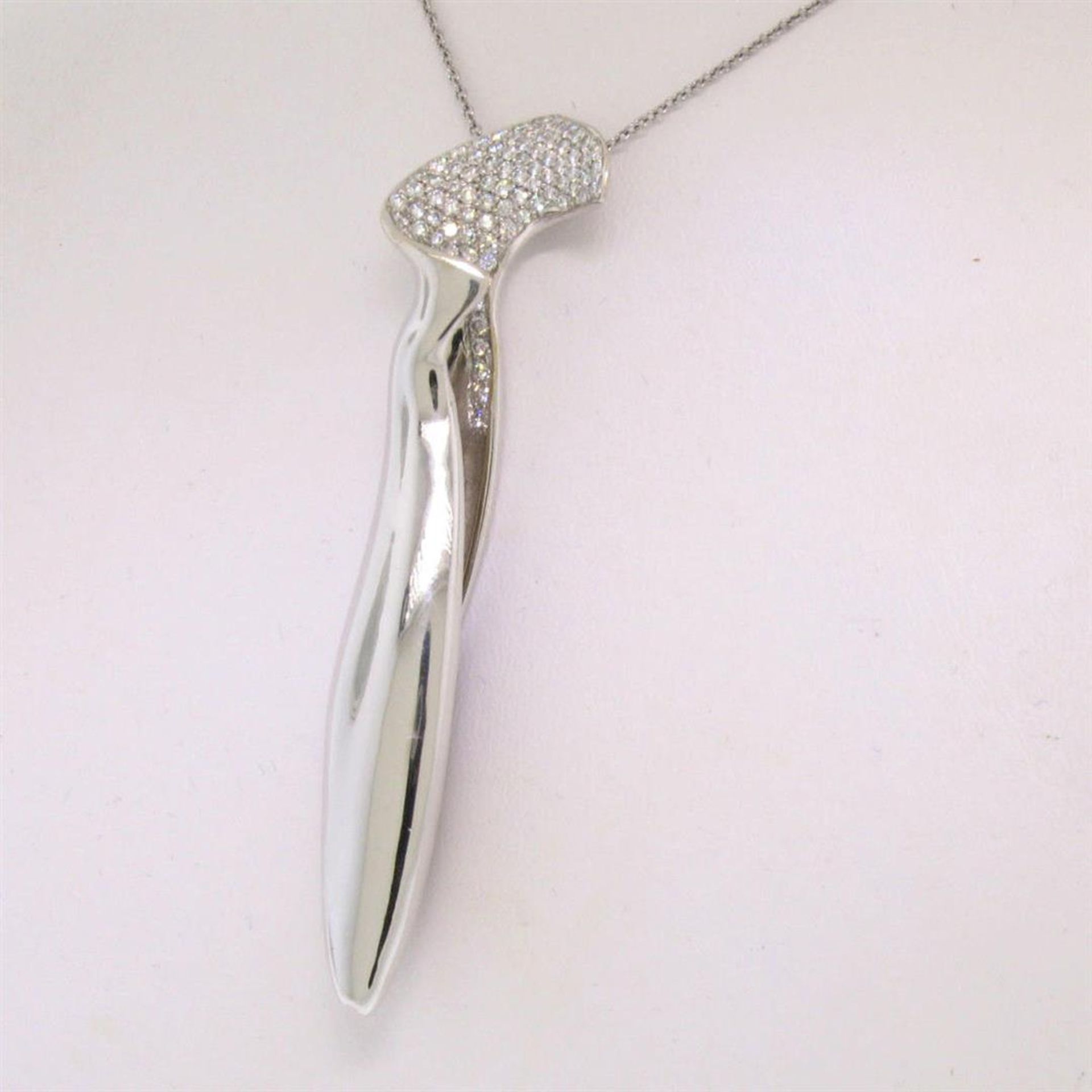 Tiffany & Co. Frank Gehry 16" 18k White Gold Orchid Diamond Pendant Necklace - Image 2 of 8
