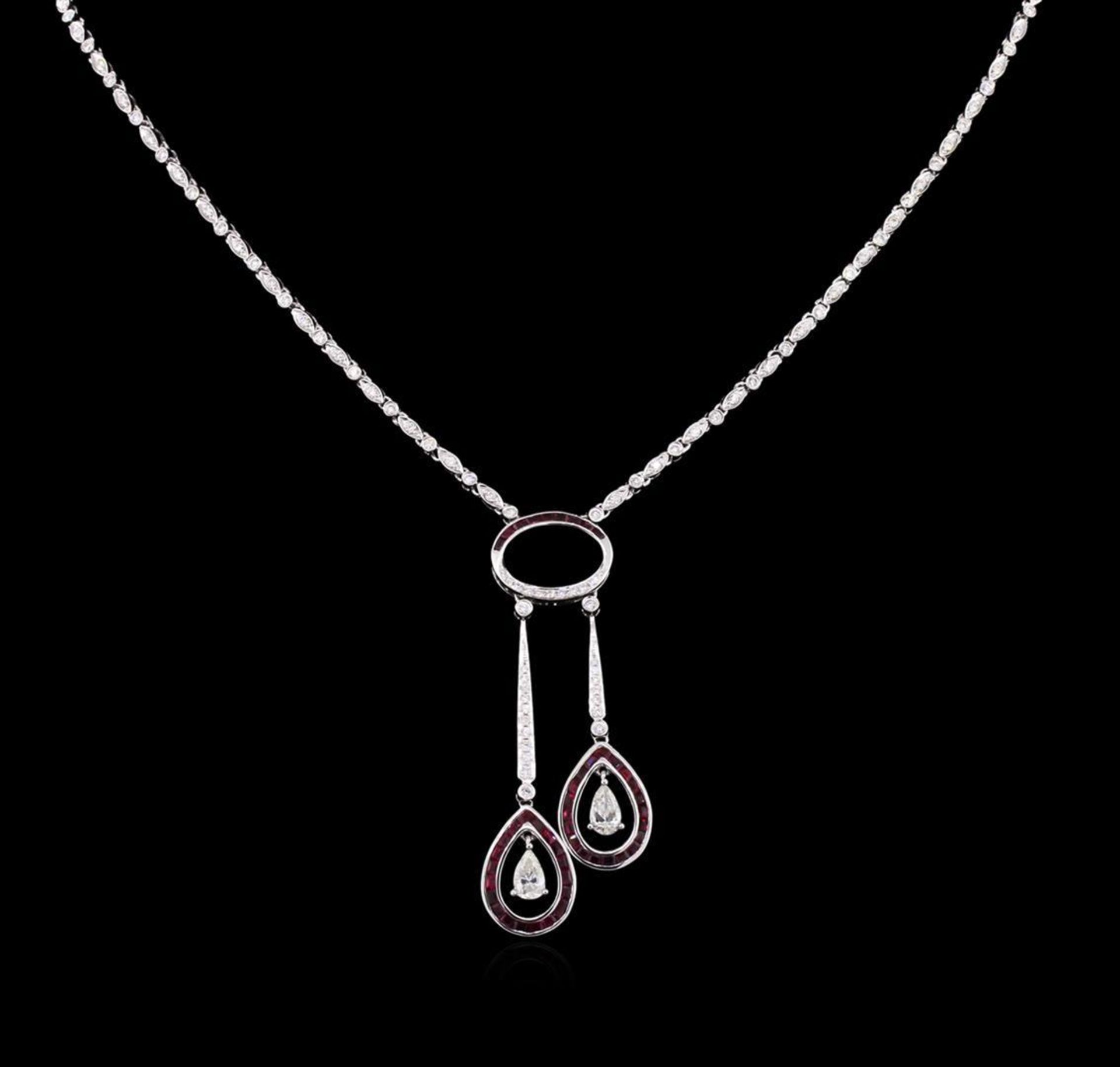 18KT White Gold 2.50 ctw Ruby and Diamond Necklace - Image 2 of 3