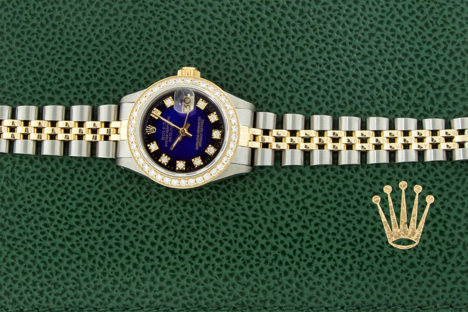 Rolex Ladies 2 Tone Blue Vignette VS Diamond Oyster Perpetual Datejust Wristwatc - Image 4 of 9