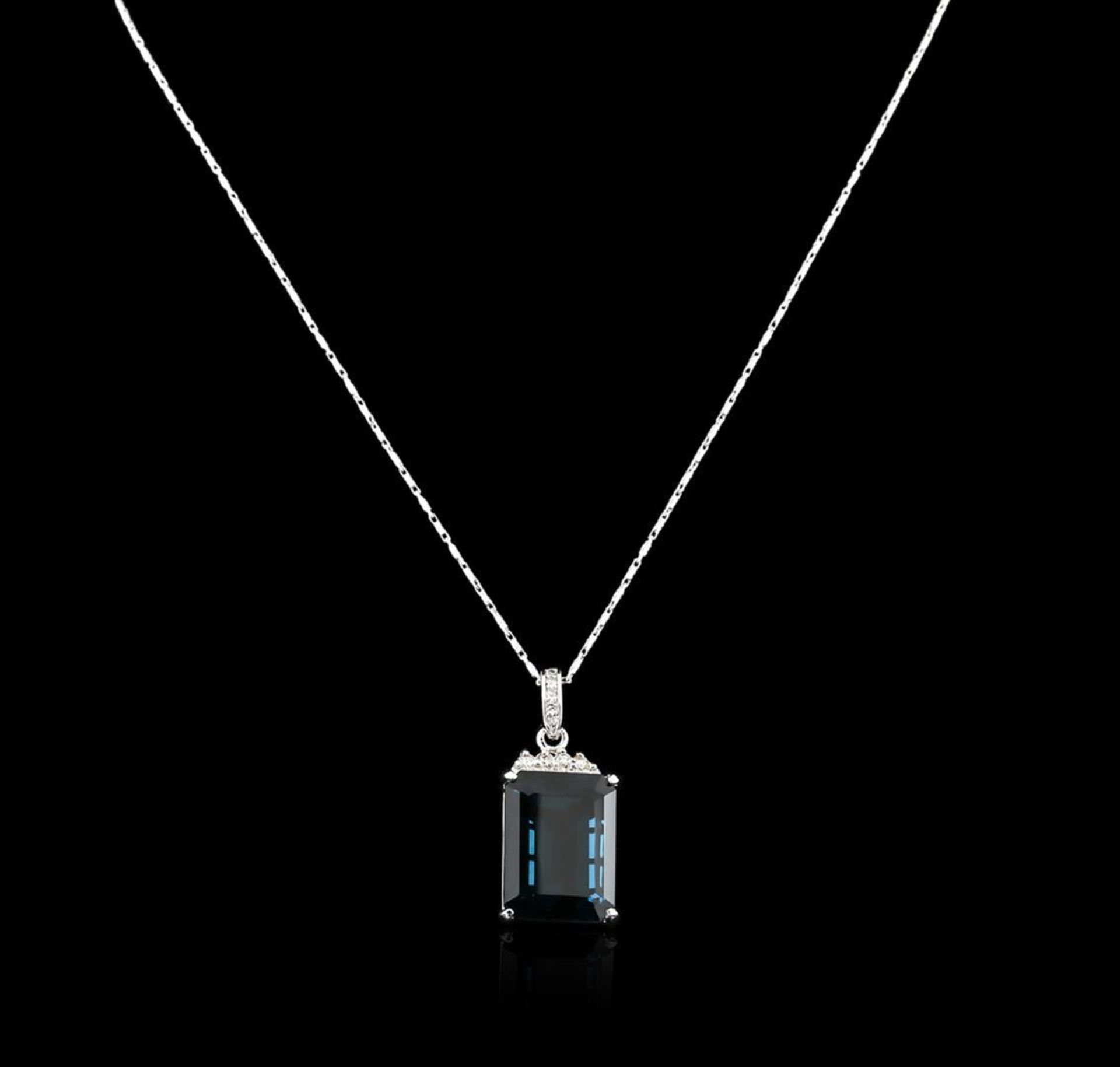 14KT White Gold 31.80 ctw Topaz and Diamond Pendant With Chain - Image 2 of 3