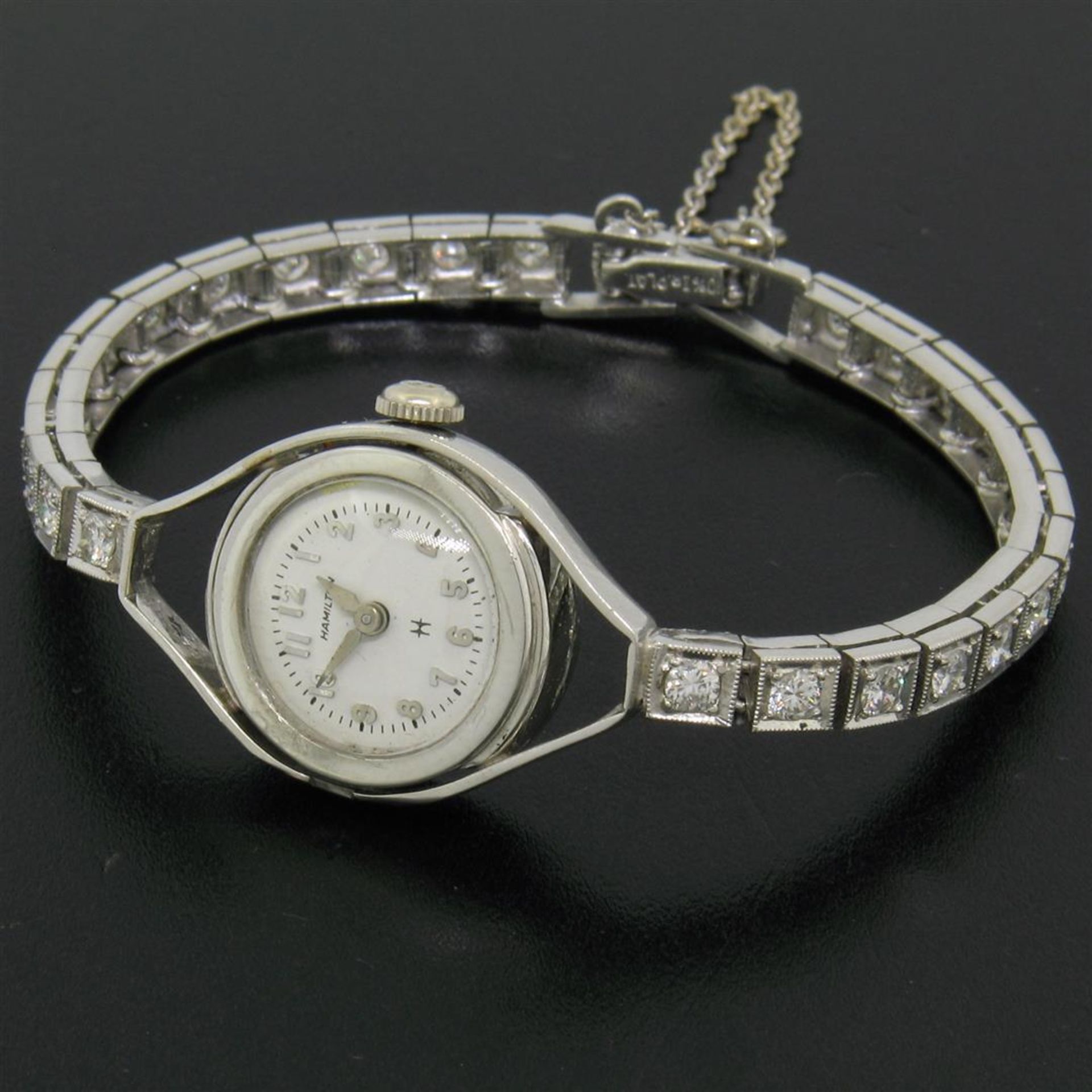 Antique Hamilton Platinum 17j 1.61 ctw Round Transitional Cut Diamond Ladies Wat - Image 4 of 9