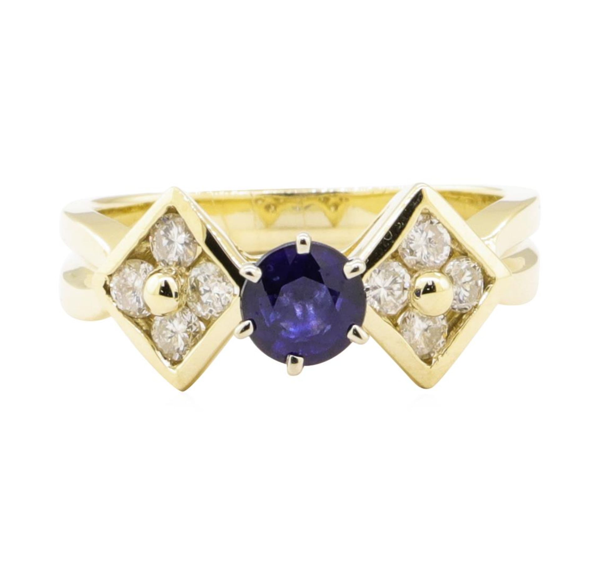 1.02 ctw Blue Sapphire and Diamond Ring - 14KT Yellow Gold - Image 2 of 4