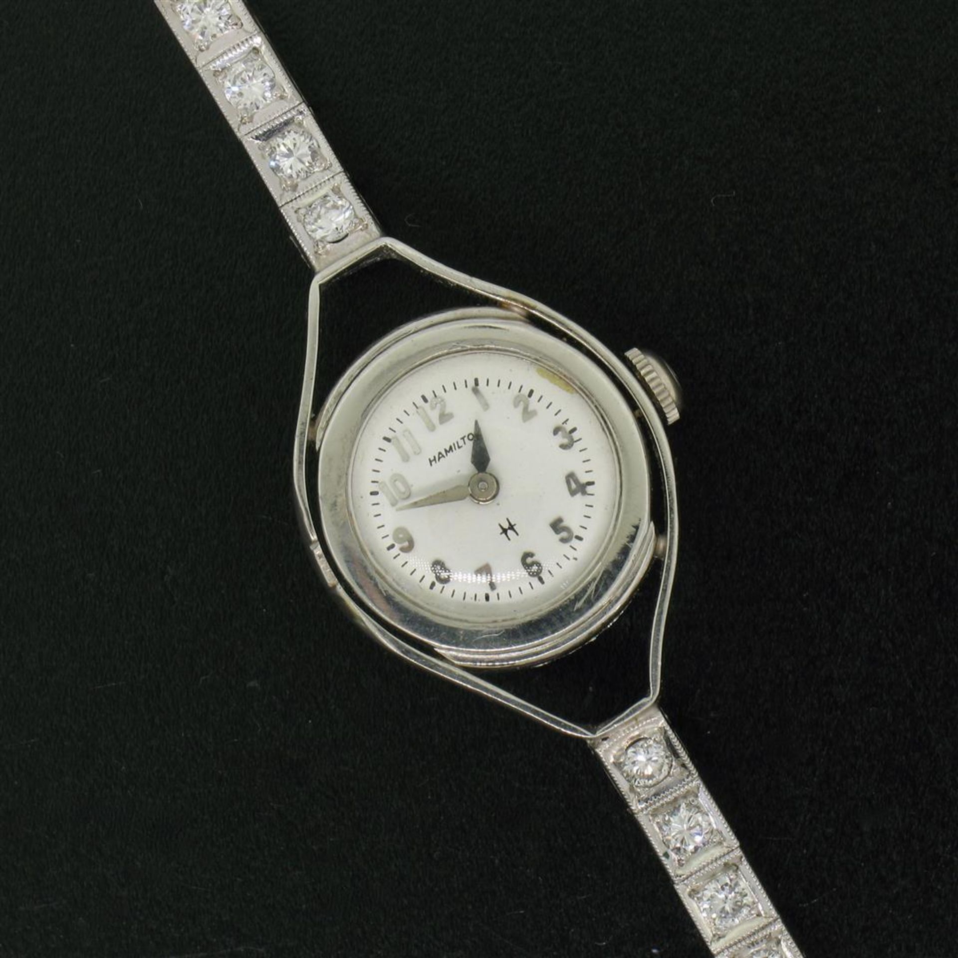 Antique Hamilton Platinum 17j 1.61 ctw Round Transitional Cut Diamond Ladies Wat - Image 3 of 9