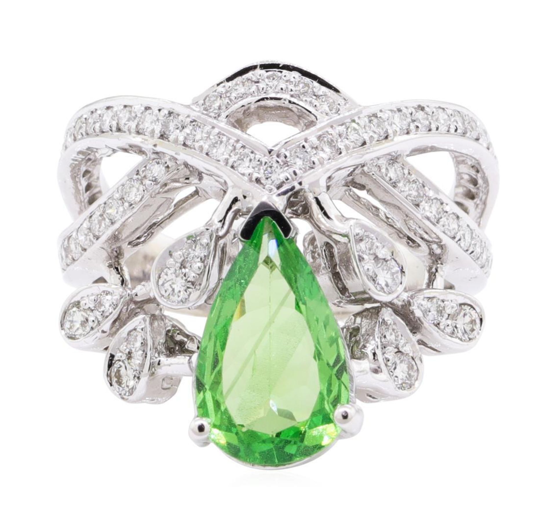 2.23 Tsavorite and Diamond Ring - 14KT White Gold - Image 2 of 4