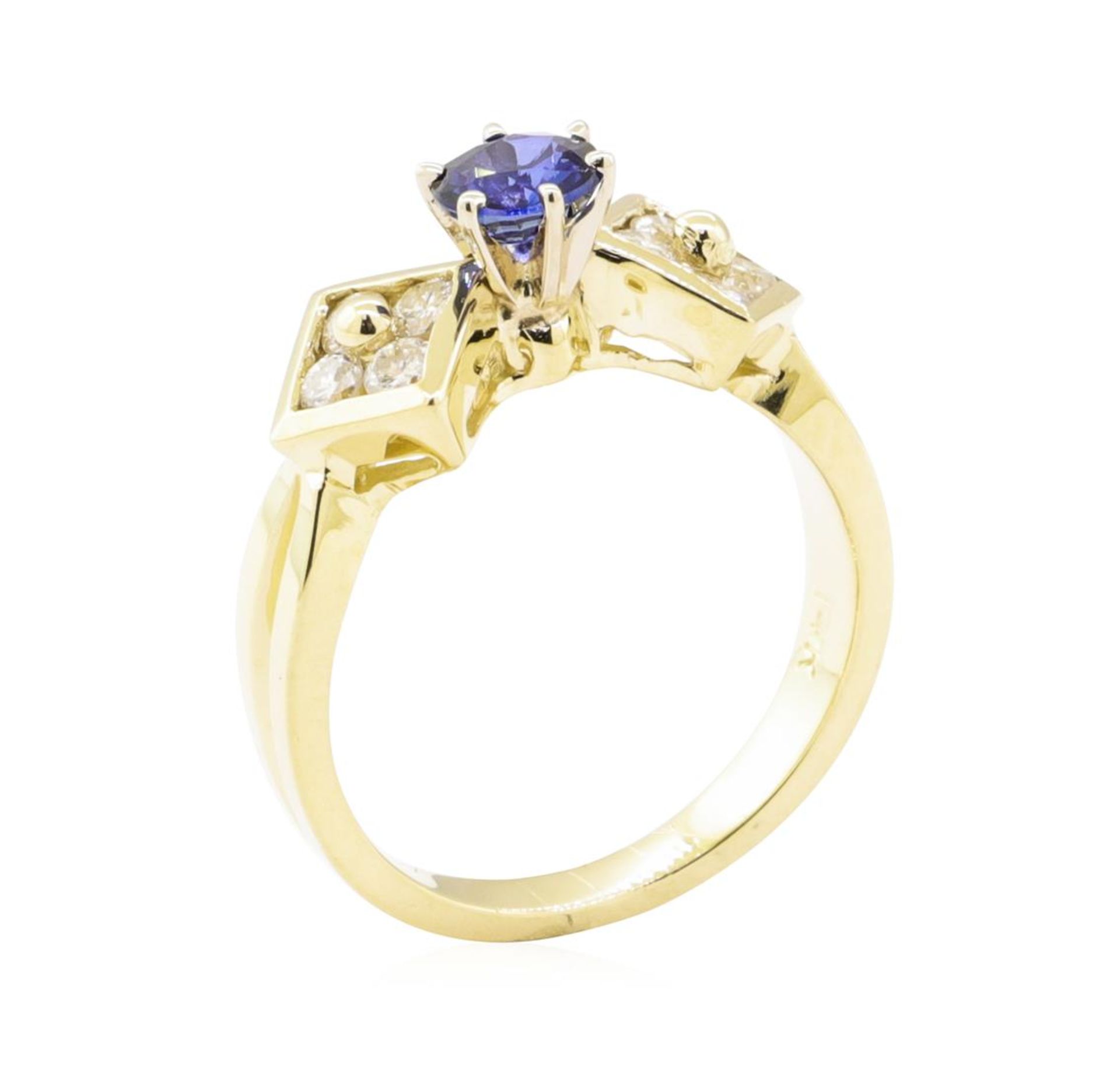 1.02 ctw Blue Sapphire and Diamond Ring - 14KT Yellow Gold - Image 4 of 4