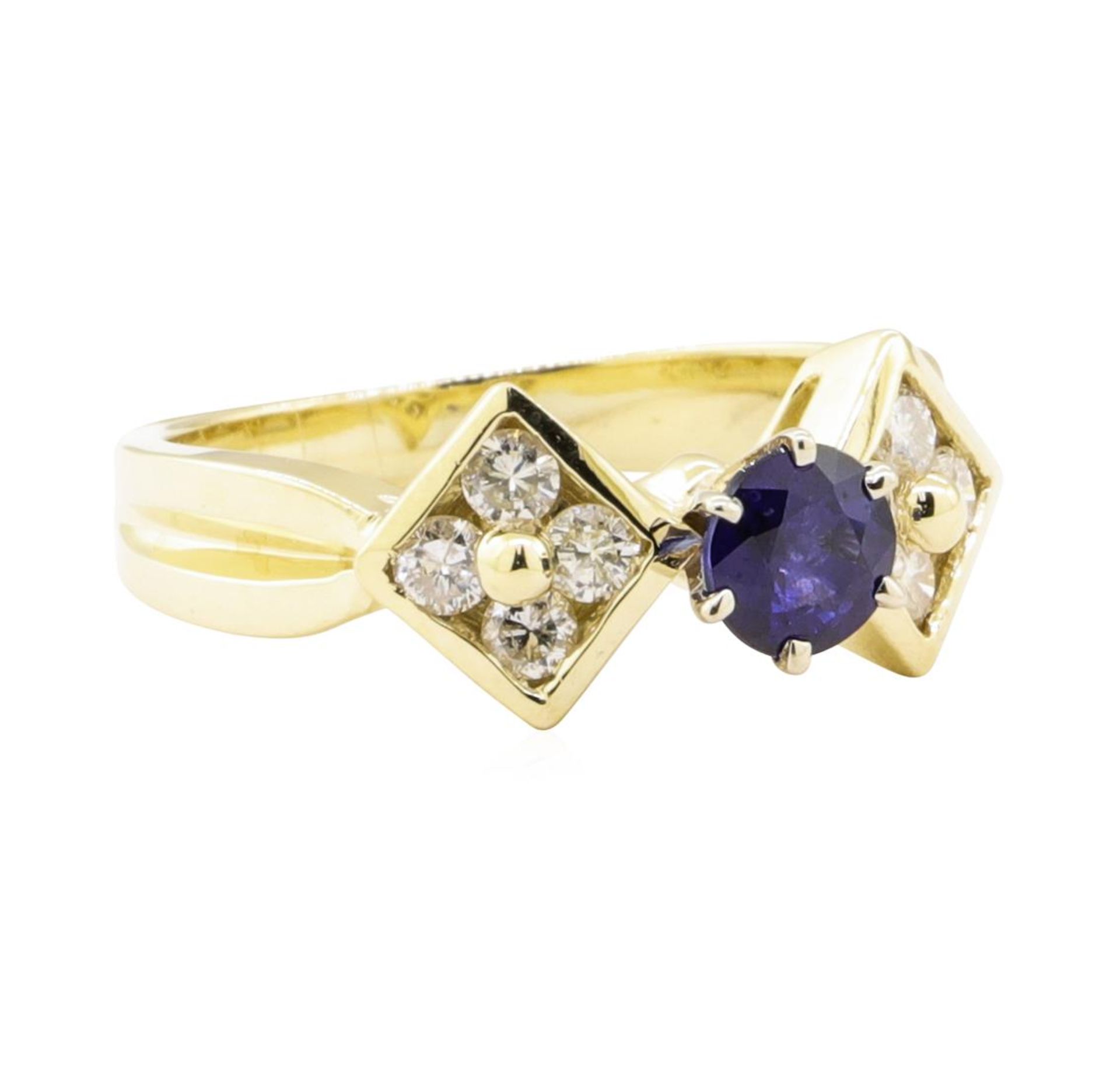 1.02 ctw Blue Sapphire and Diamond Ring - 14KT Yellow Gold