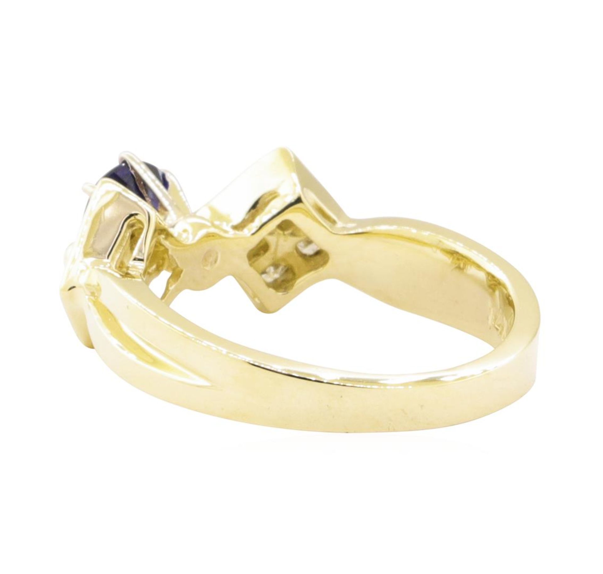 1.02 ctw Blue Sapphire and Diamond Ring - 14KT Yellow Gold - Image 3 of 4