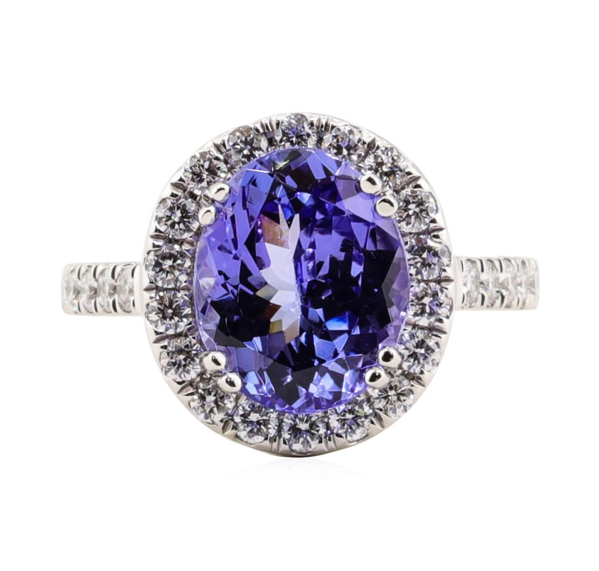 4.46 ctw Tanzanite and Diamond Ring - Platinum