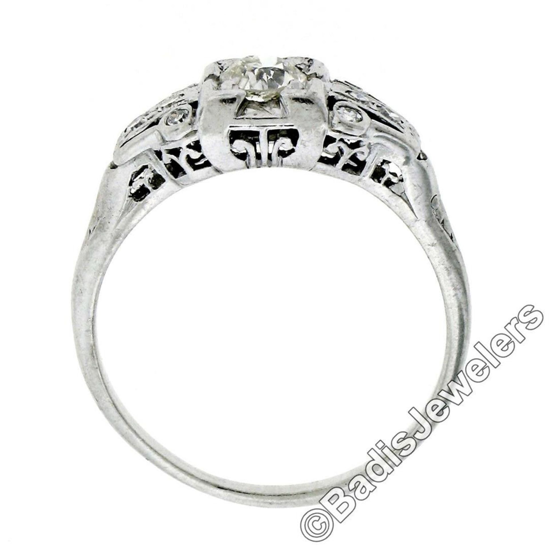 Art Deco Platinum 0.50 ctw Old European Diamond Engagement Ring - Image 5 of 9