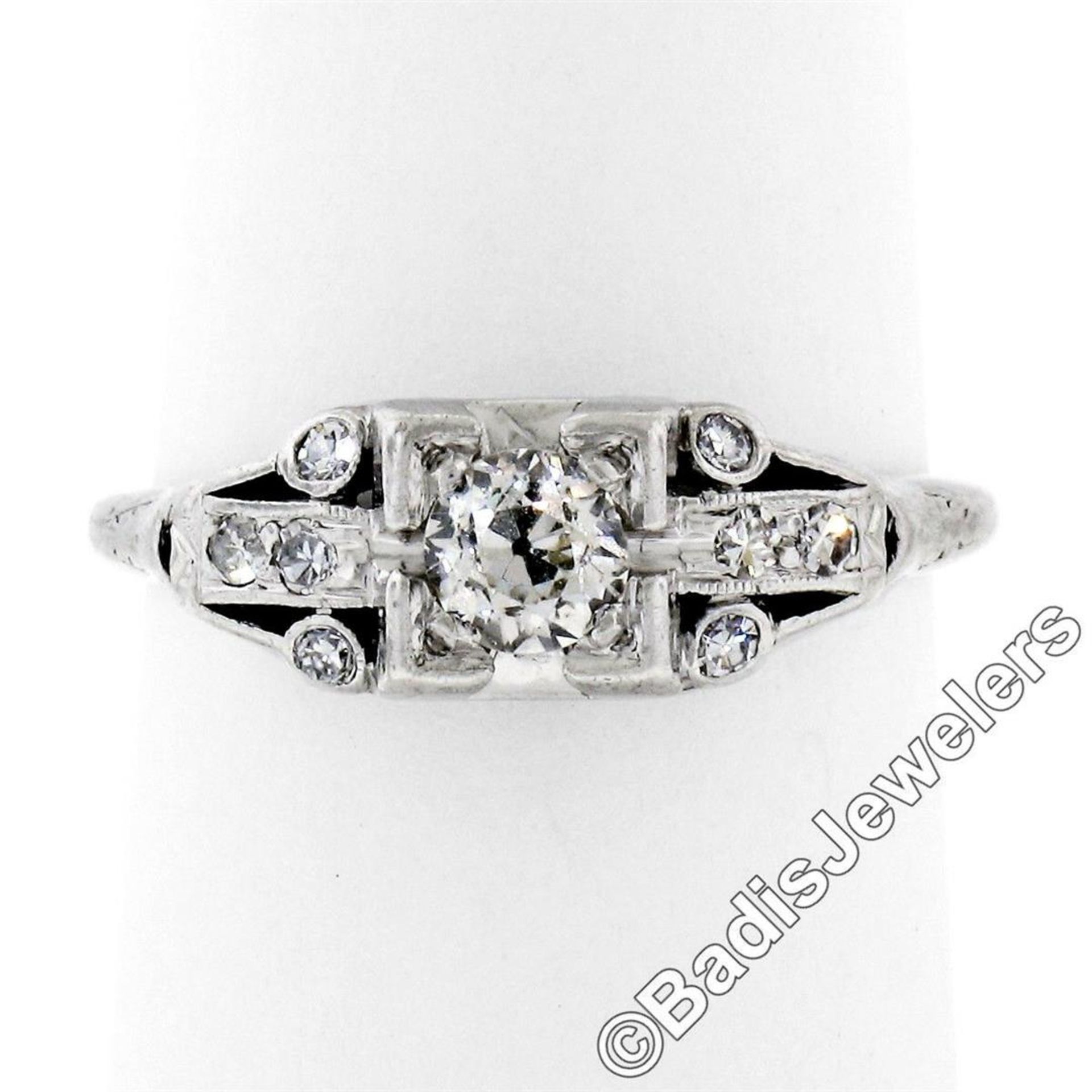 Art Deco Platinum 0.50 ctw Old European Diamond Engagement Ring - Image 4 of 9