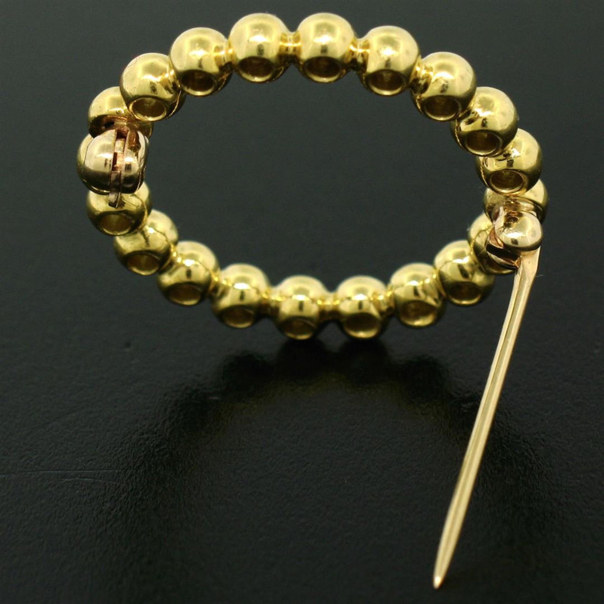 18k Yellow Gold .60 ctw 20 Bezel Set Round Diamond Circle of Life Pin Brooch 23m - Image 6 of 8