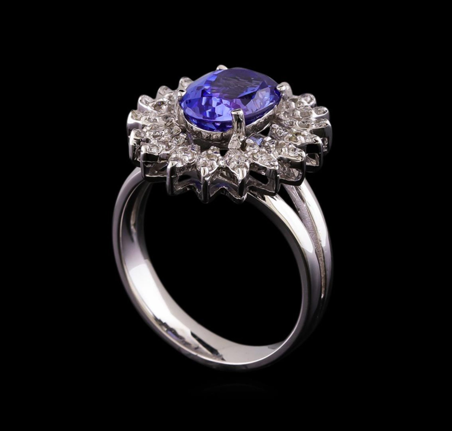 2.60 ctw Tanzanite and Diamond Ring - 14KT White Gold - Image 4 of 5