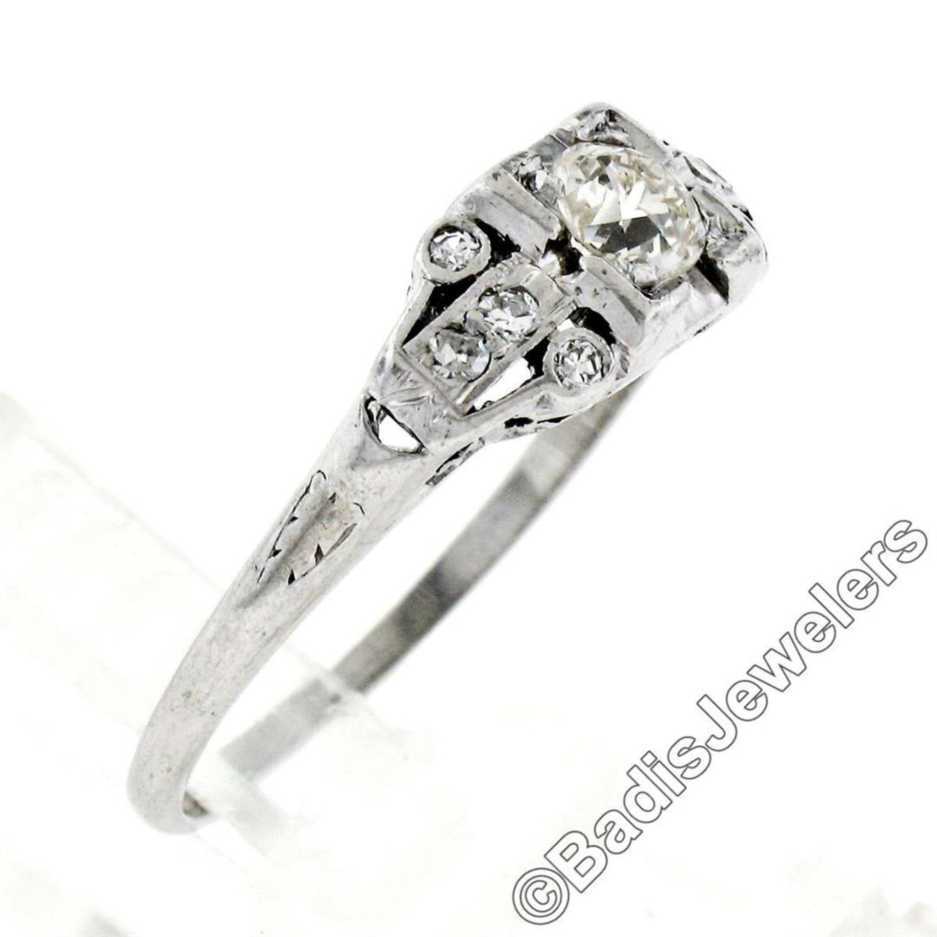 Art Deco Platinum 0.50 ctw Old European Diamond Engagement Ring - Image 6 of 9