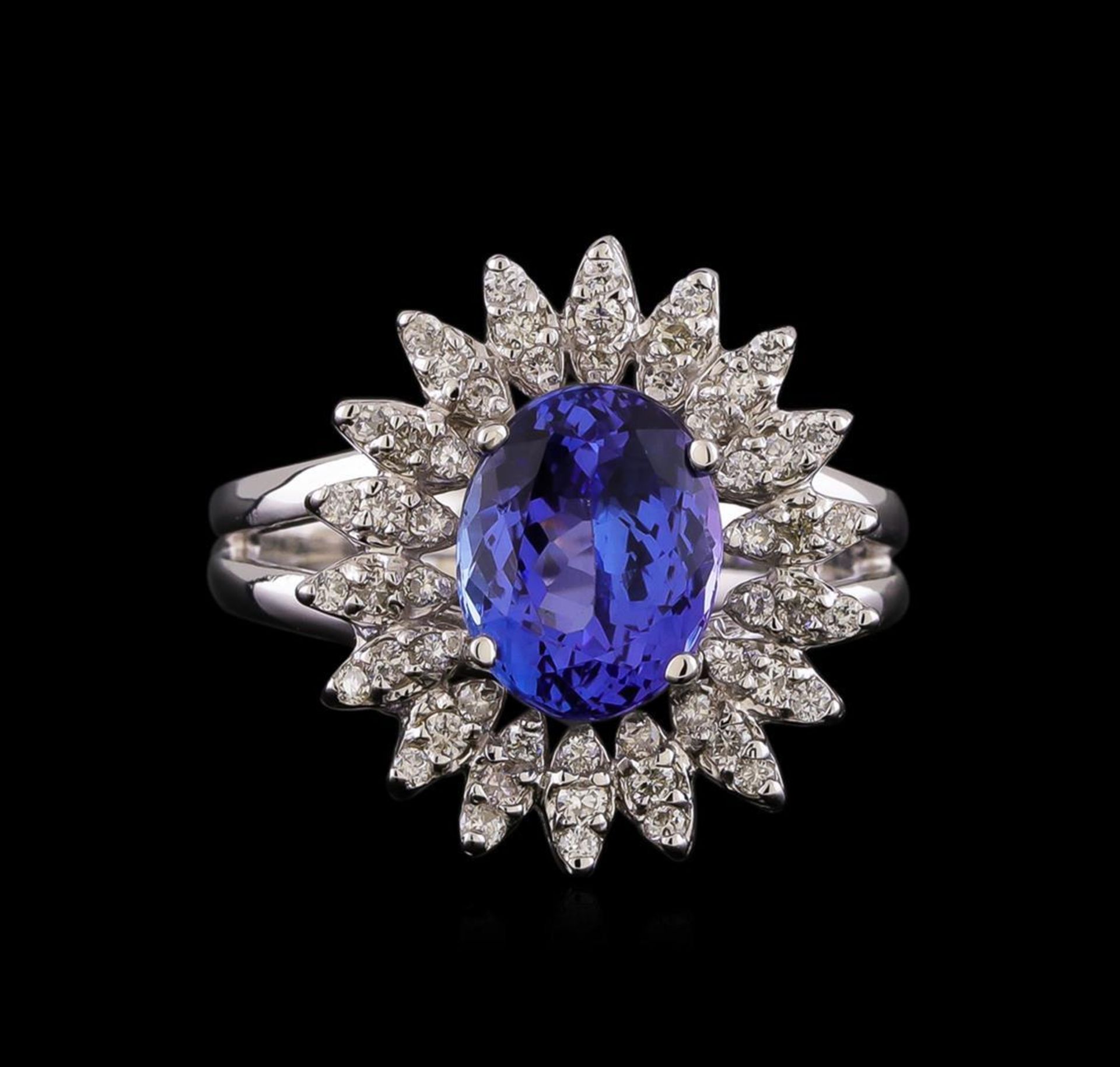 2.60 ctw Tanzanite and Diamond Ring - 14KT White Gold - Image 2 of 5