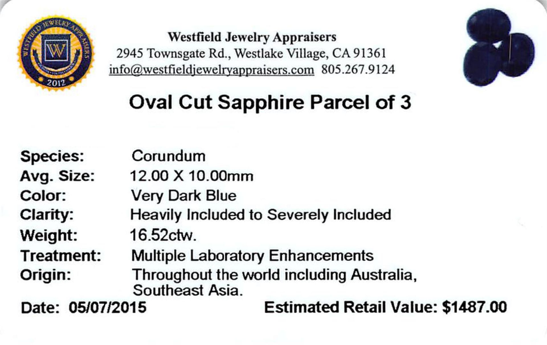 16.52 ctw Oval Cut Sapphire Parcel - Image 2 of 2