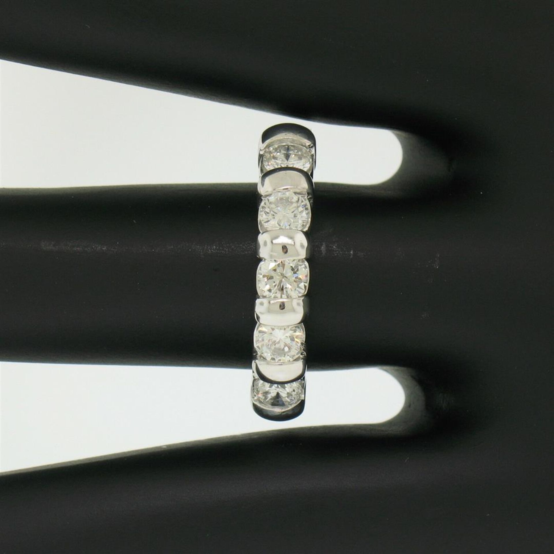 NEW 14k White Gold FINE .80 ctw Bar Set Round Brilliant Diamond Wedding Band Rin - Image 2 of 9