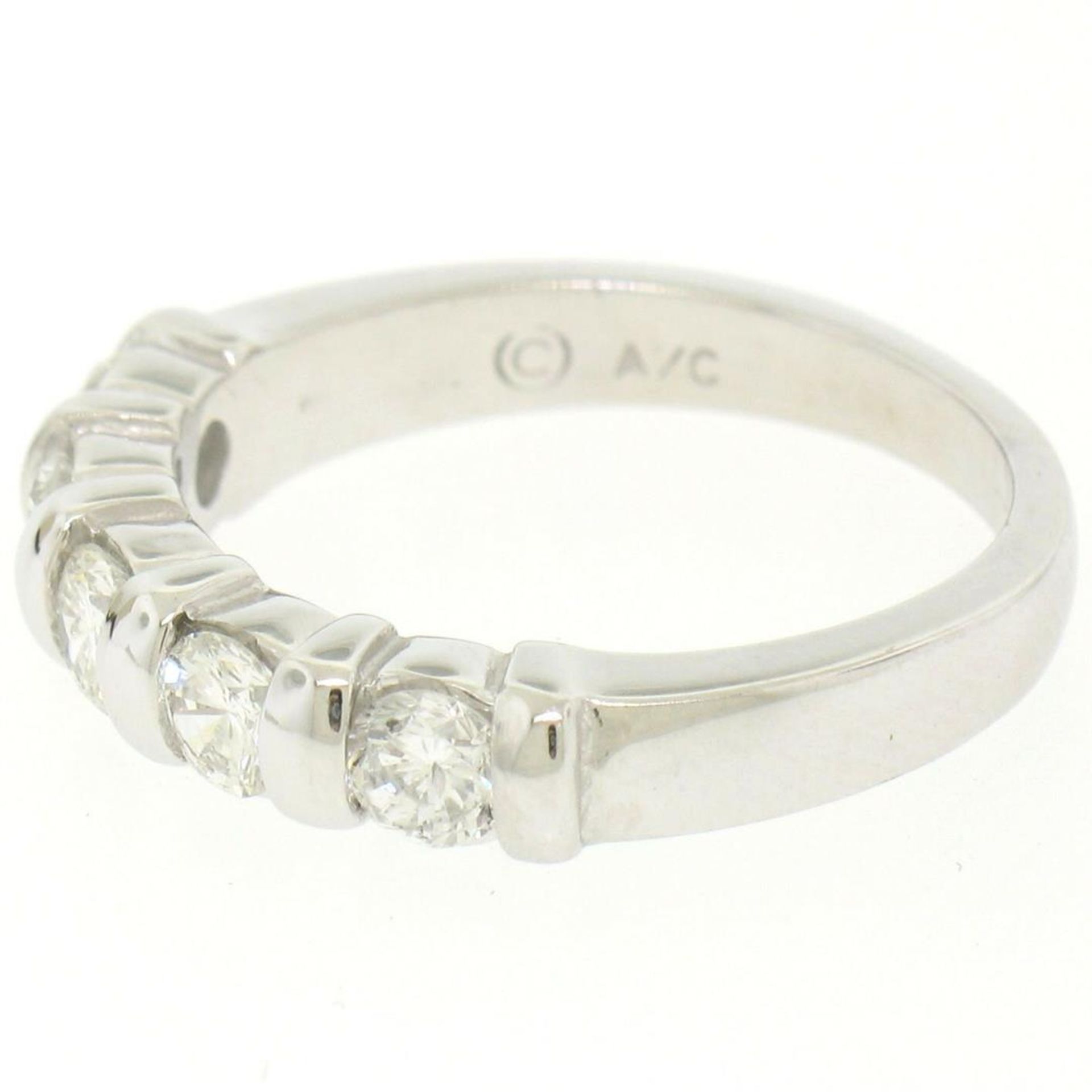 NEW 14k White Gold FINE .80 ctw Bar Set Round Brilliant Diamond Wedding Band Rin - Image 6 of 9