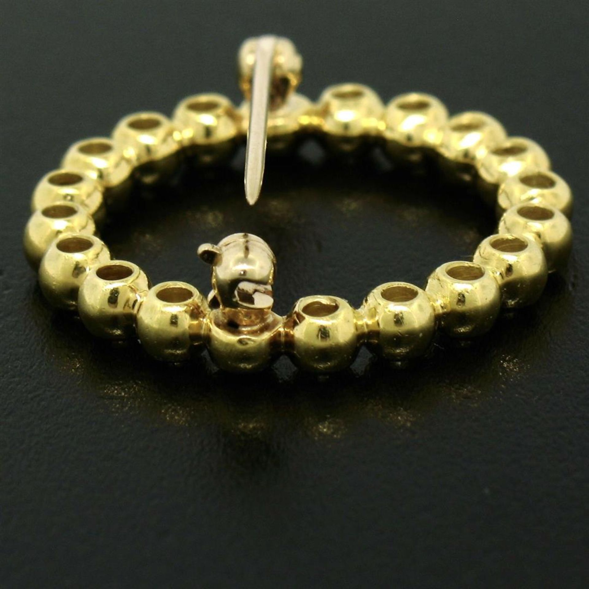 18k Yellow Gold .60 ctw 20 Bezel Set Round Diamond Circle of Life Pin Brooch 23m - Image 8 of 8