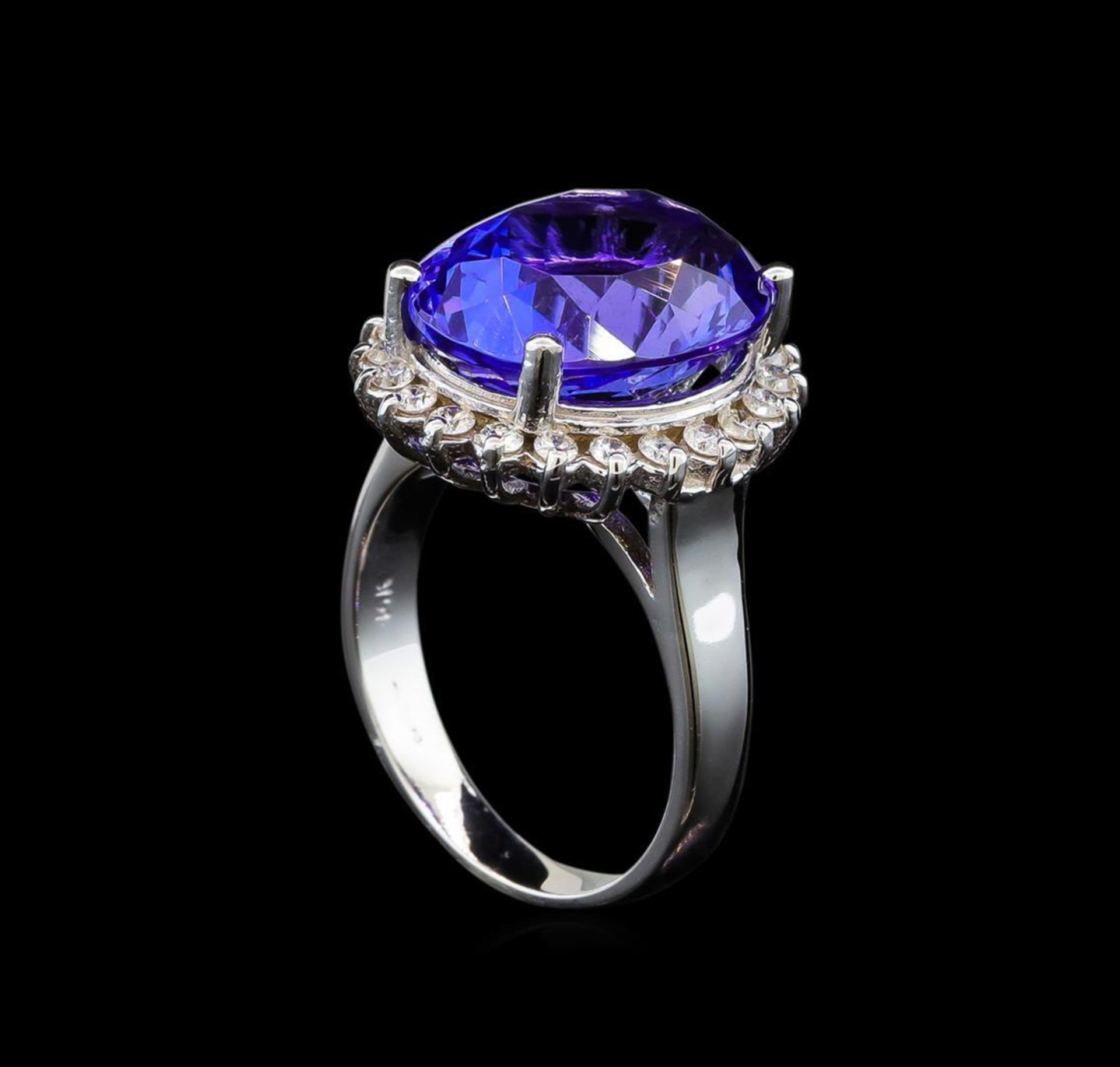 GIA Cert 10.17 ctw Tanzanite and Diamond Ring - 14KT White Gold - Image 4 of 6