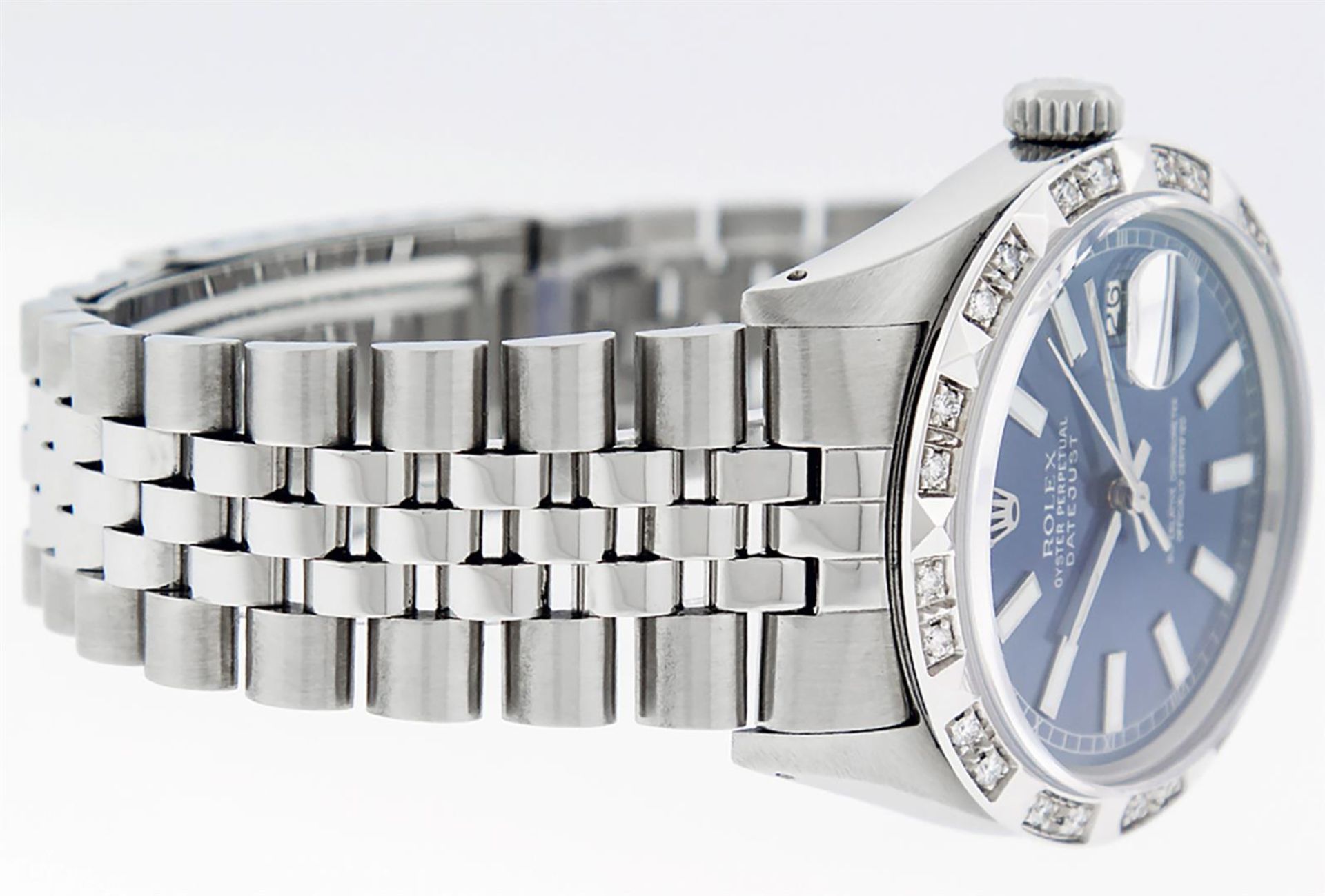 Rolex Stainless Steel 36MM Blue Index Diamond Oyster Perpetual Datejust Wristwat - Image 3 of 9