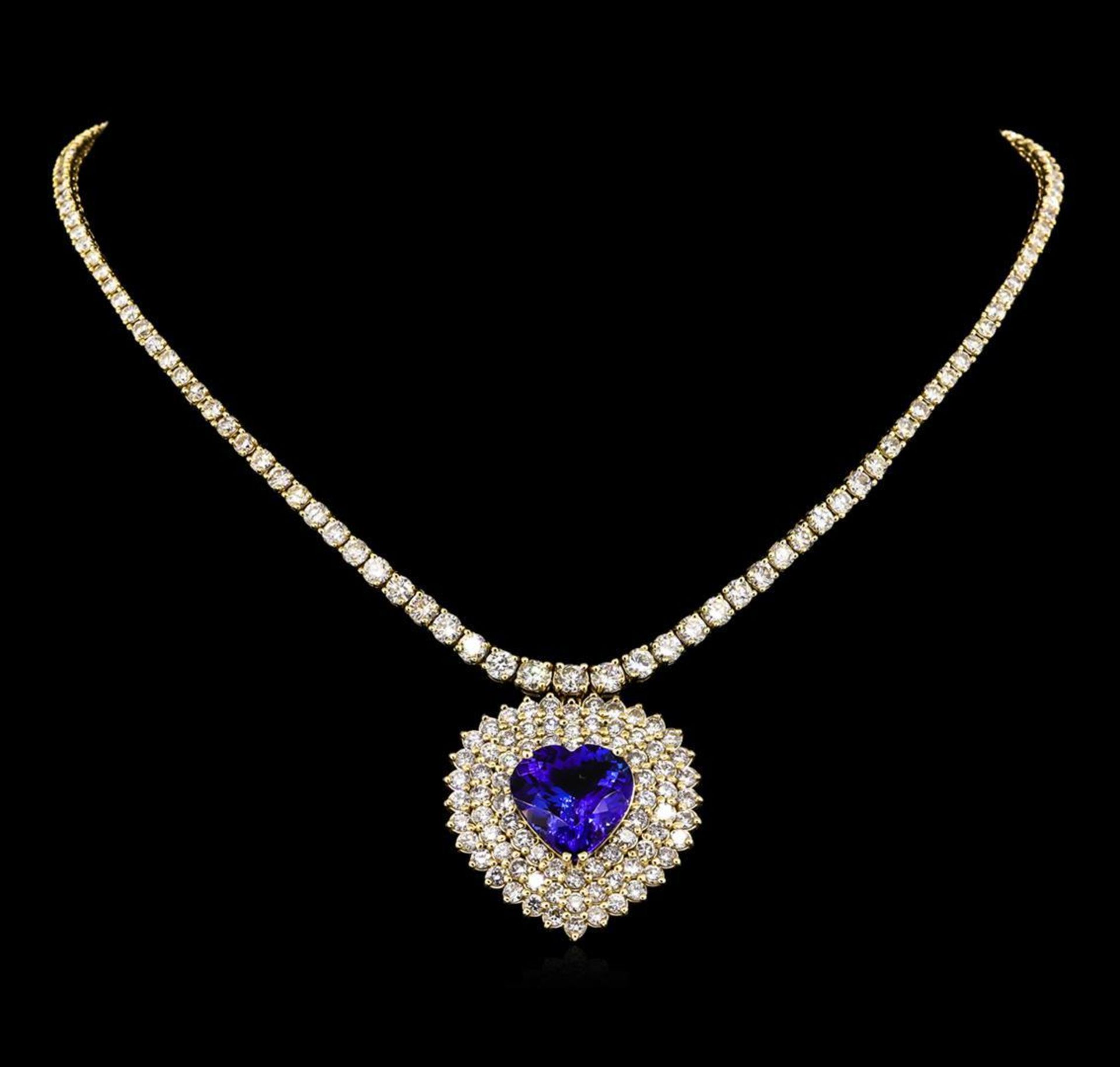 14KT Yellow Gold 13.62 ctw Tanzanite and Diamond Necklace