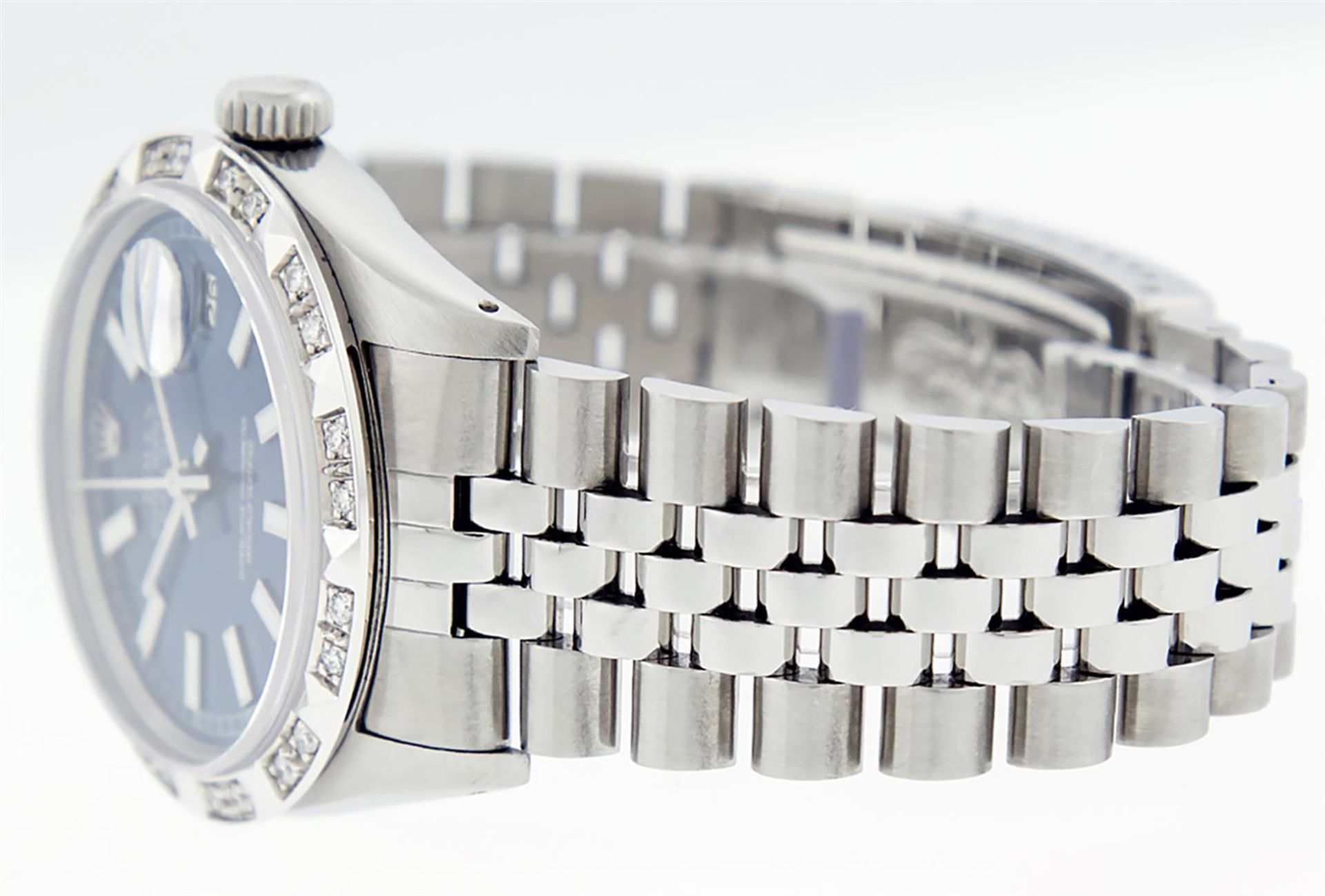 Rolex Stainless Steel 36MM Blue Index Diamond Oyster Perpetual Datejust Wristwat - Image 9 of 9