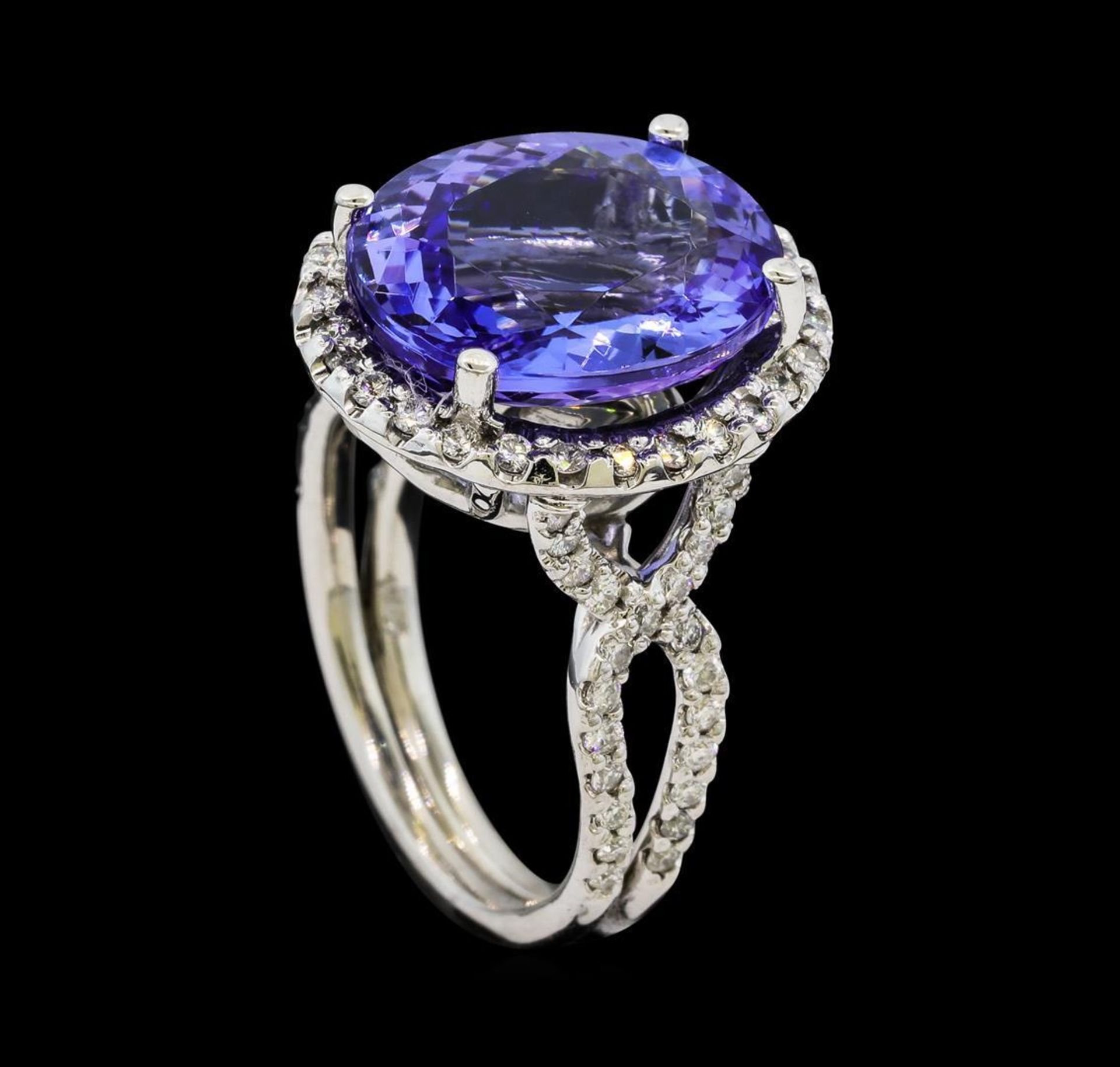 8.44 ctw Tanzanite and Diamond Ring - 14KT White Gold - Image 4 of 5