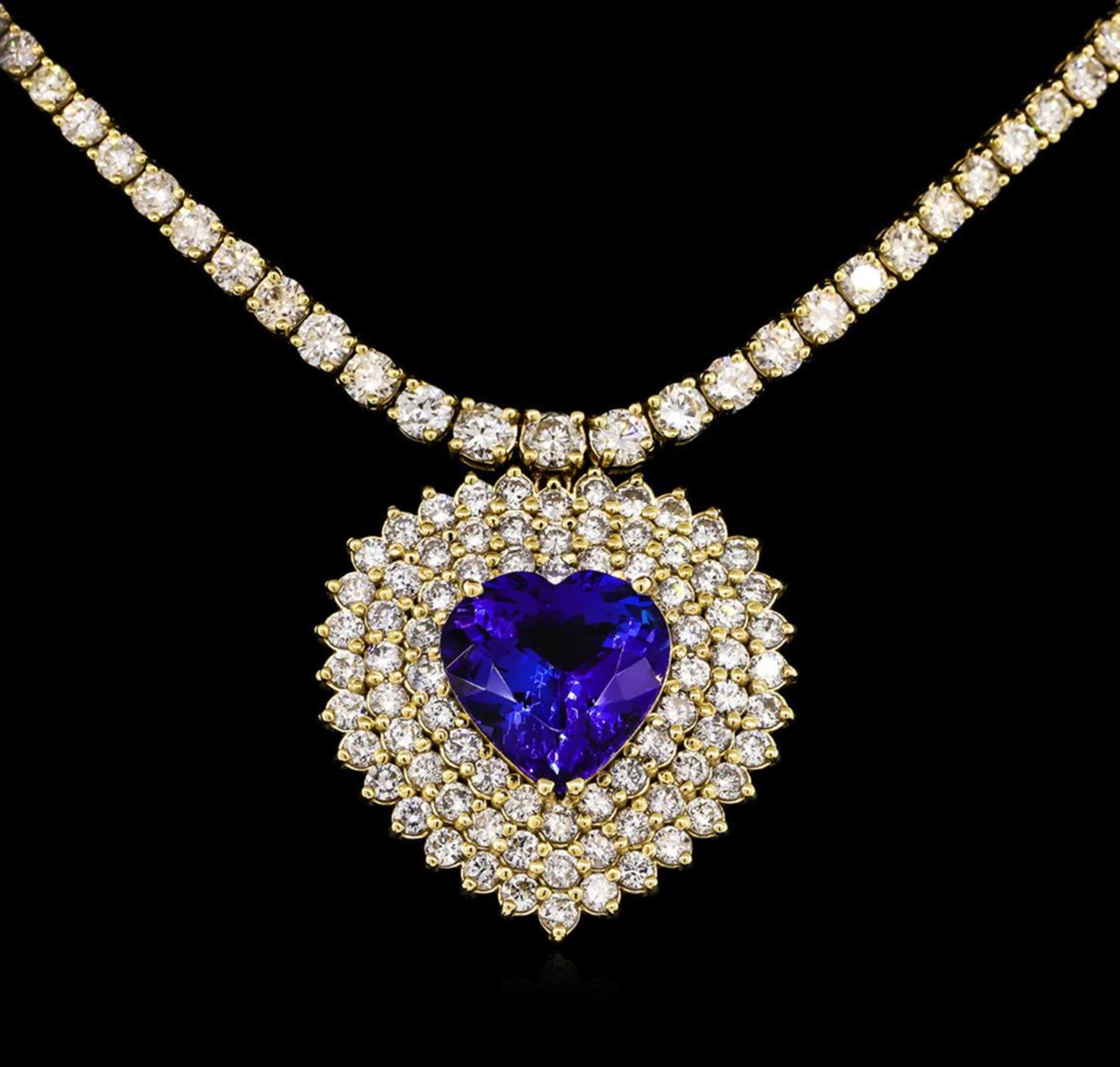 14KT Yellow Gold 13.62 ctw Tanzanite and Diamond Necklace - Image 2 of 4