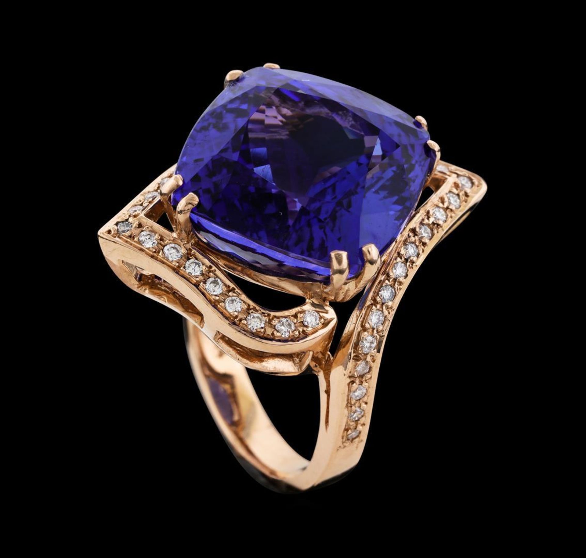 24.05 ctw Tanzanite and Diamond Ring - 14KT Rose Gold - Image 4 of 5