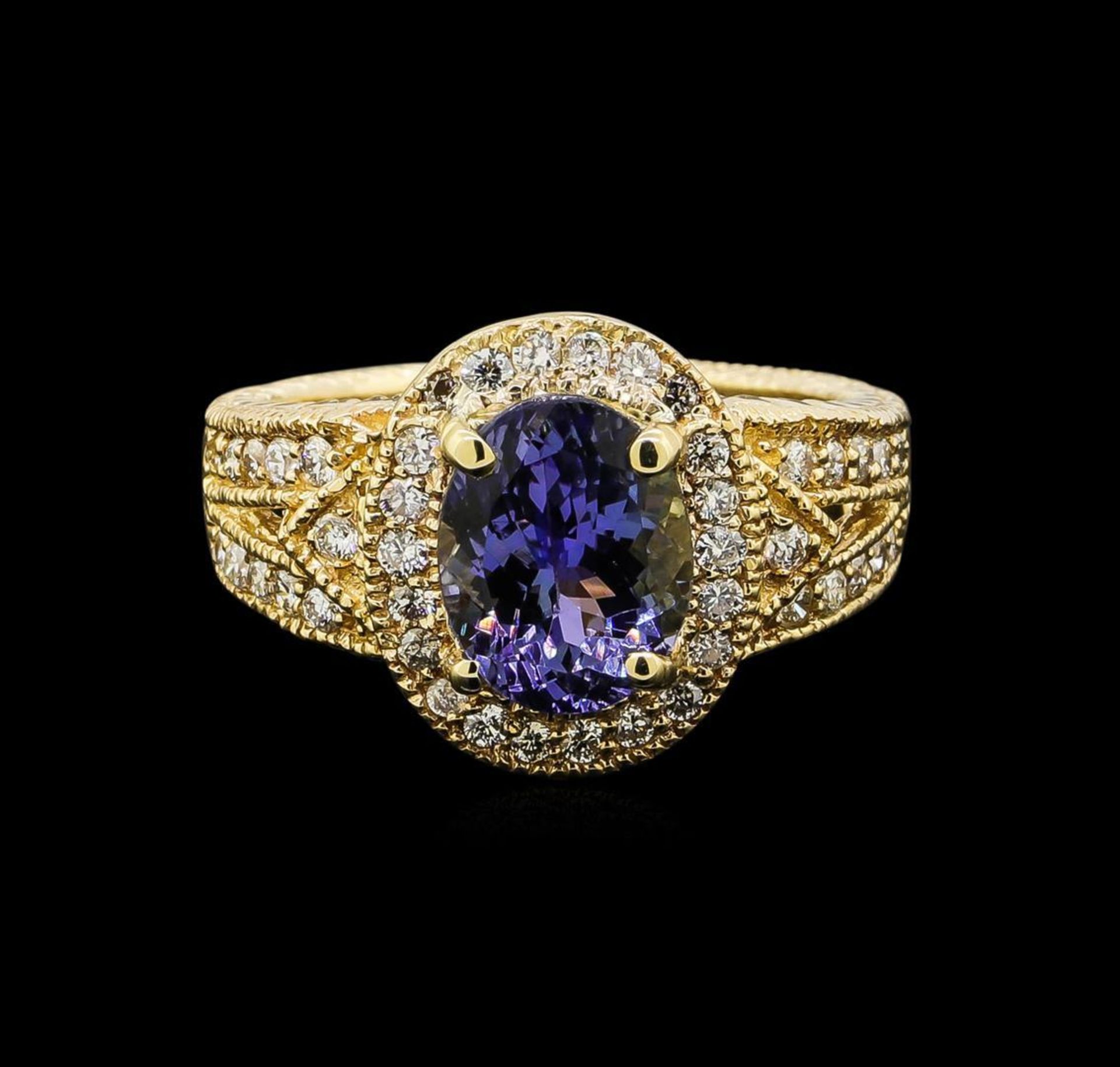 14KT Yellow Gold 2.70 ctw Tanzanite and Diamond Ring - Image 2 of 5