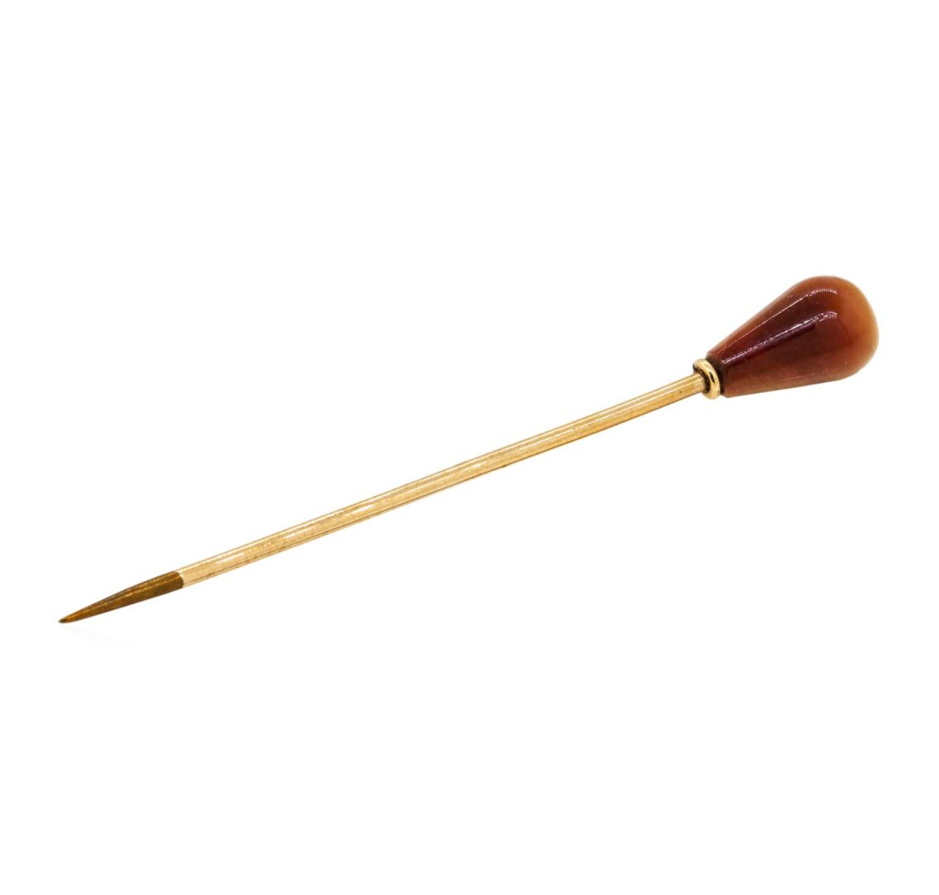 Agate Stick Pin - 10KT Yellow Gold - Image 2 of 2