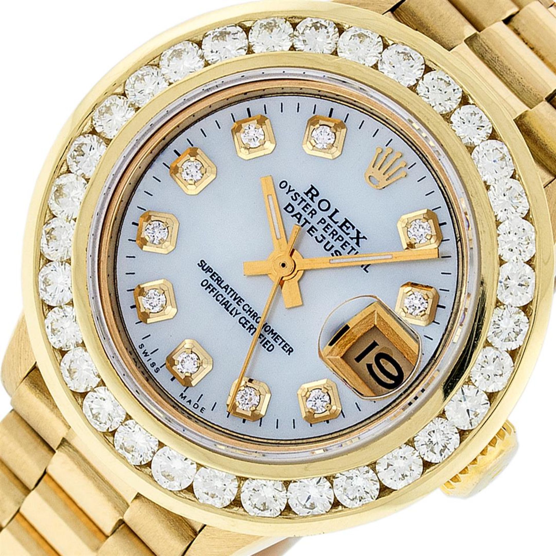 Rolex Ladies 18K Yellow Gold President Mother Of Pearl 2.15 ctw Diamond Wristwat - Image 2 of 9