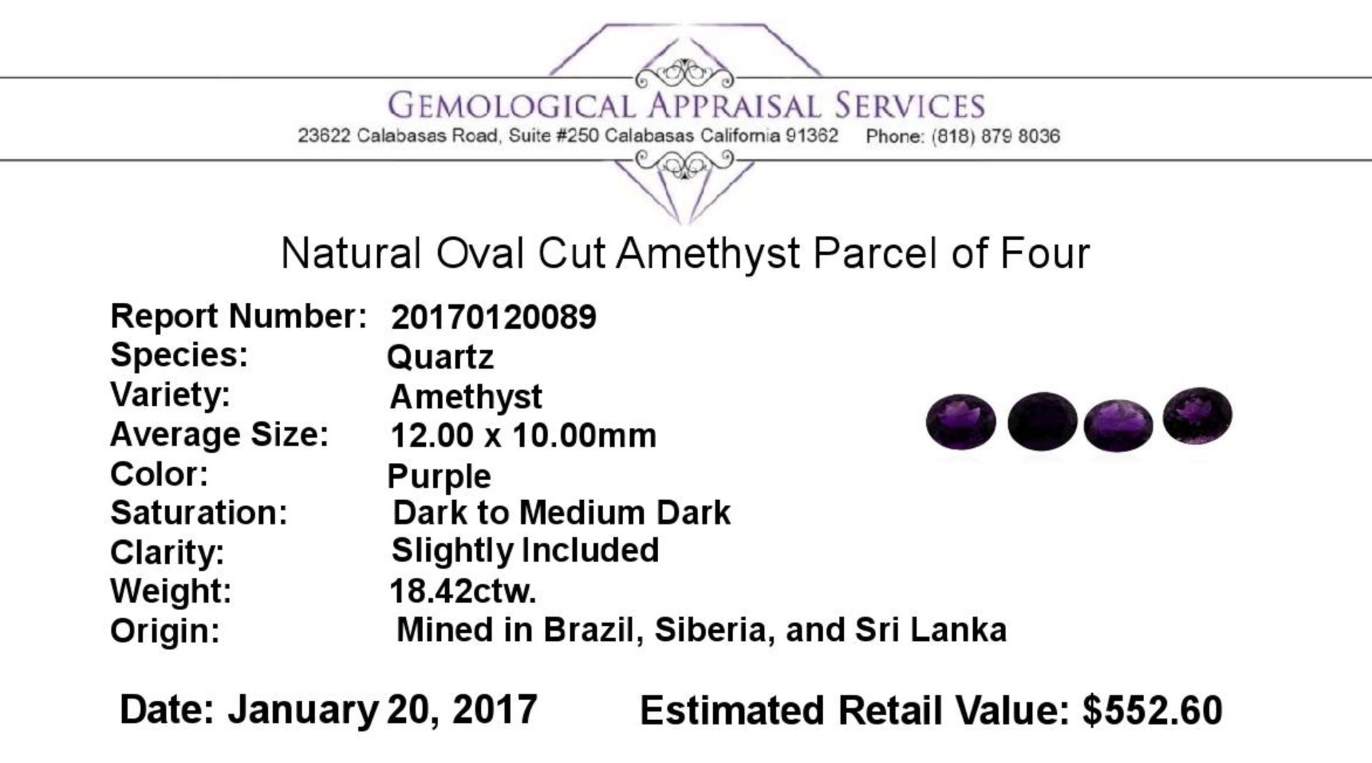 18.42 ctw.Natural Oval Cut Amethyst Parcel of Four - Image 3 of 3