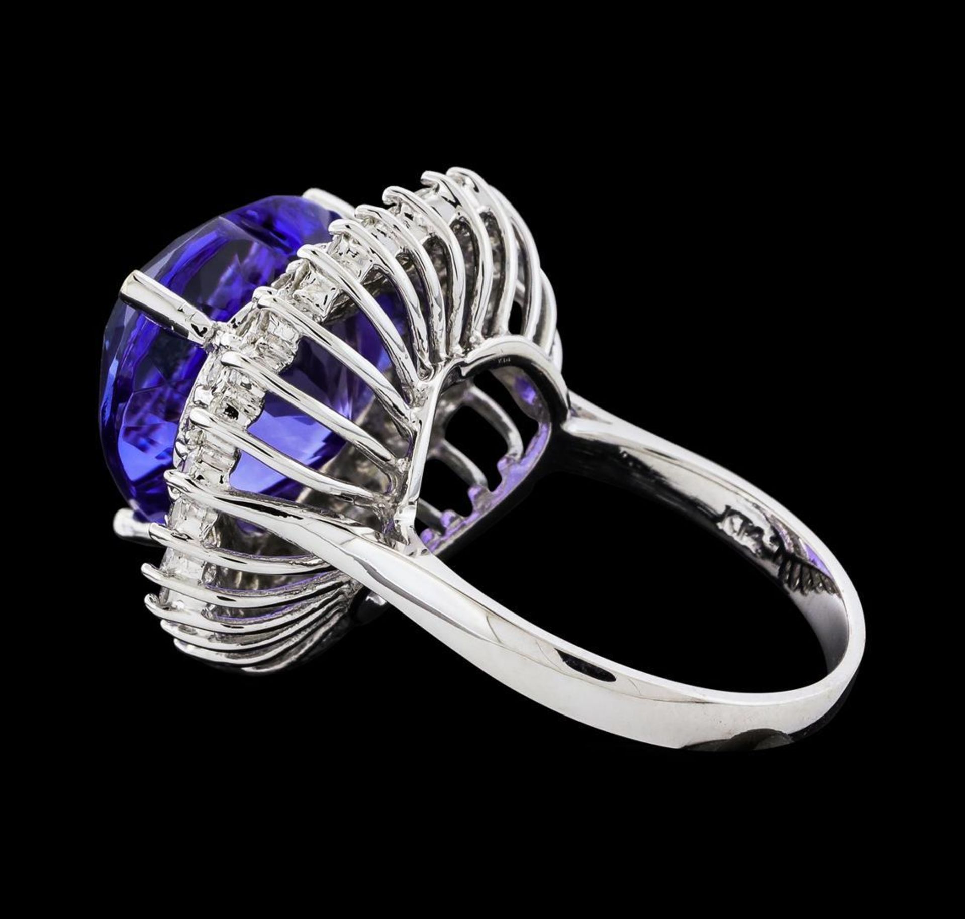 GIA Cert 12.12 ctw Tanzanite and Diamond Ring - 14KT White Gold - Image 3 of 6