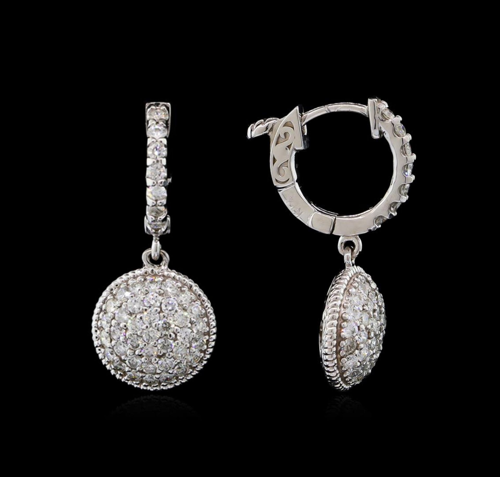 1.30 ctw Diamond Dangle Earrings - 14KT White Gold - Image 2 of 3
