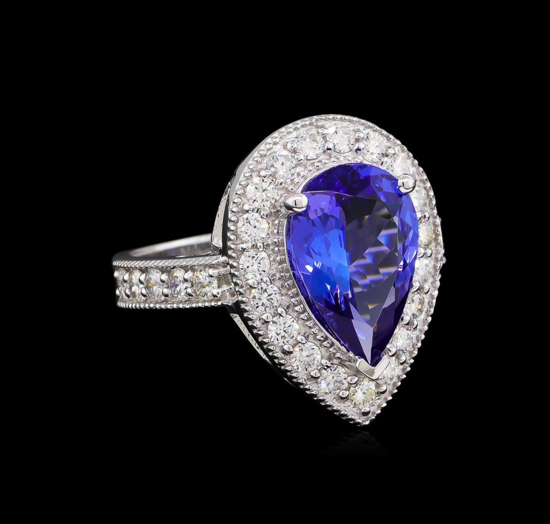 3.30 ctw Tanzanite and Diamond Ring - 14KT White Gold