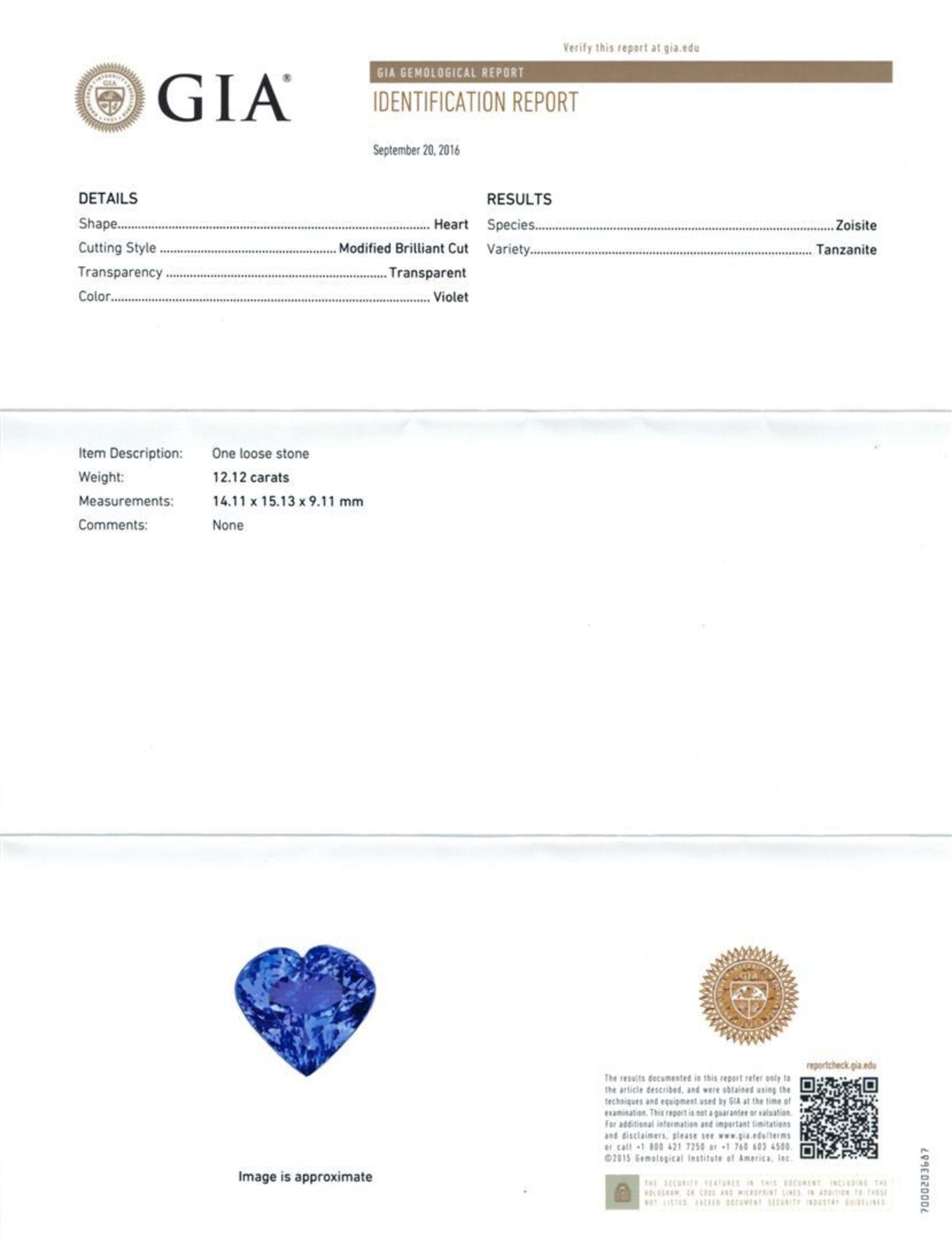 GIA Cert 12.12 ctw Tanzanite and Diamond Ring - 14KT White Gold - Image 6 of 6