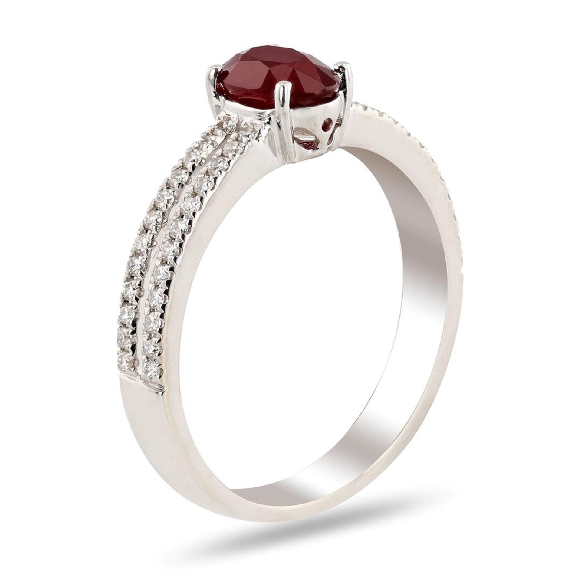 1.10 ctw Ruby and 0.24 ctw Diamond 14K White Gold Ring (GIA CERTIFIED) - Image 2 of 4