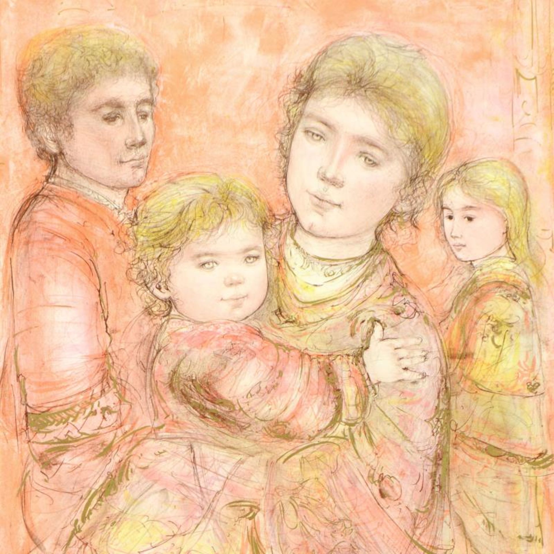 Portrait of a Family by Hibel (1917-2014) - Image 2 of 2