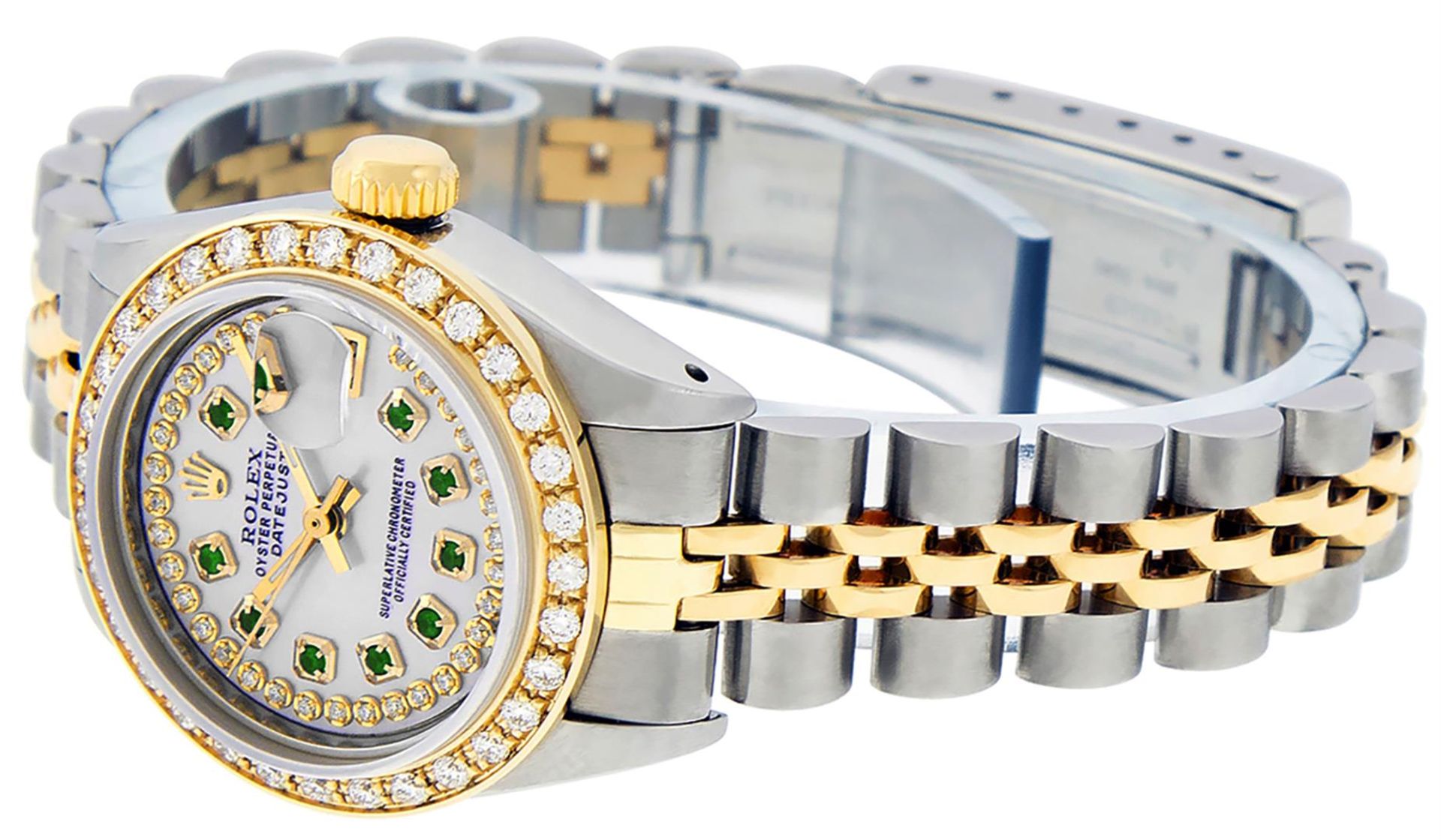 Rolex Ladies 2 Tone MOP Emerald String Diamond Datejust Wristwatch - Image 5 of 9