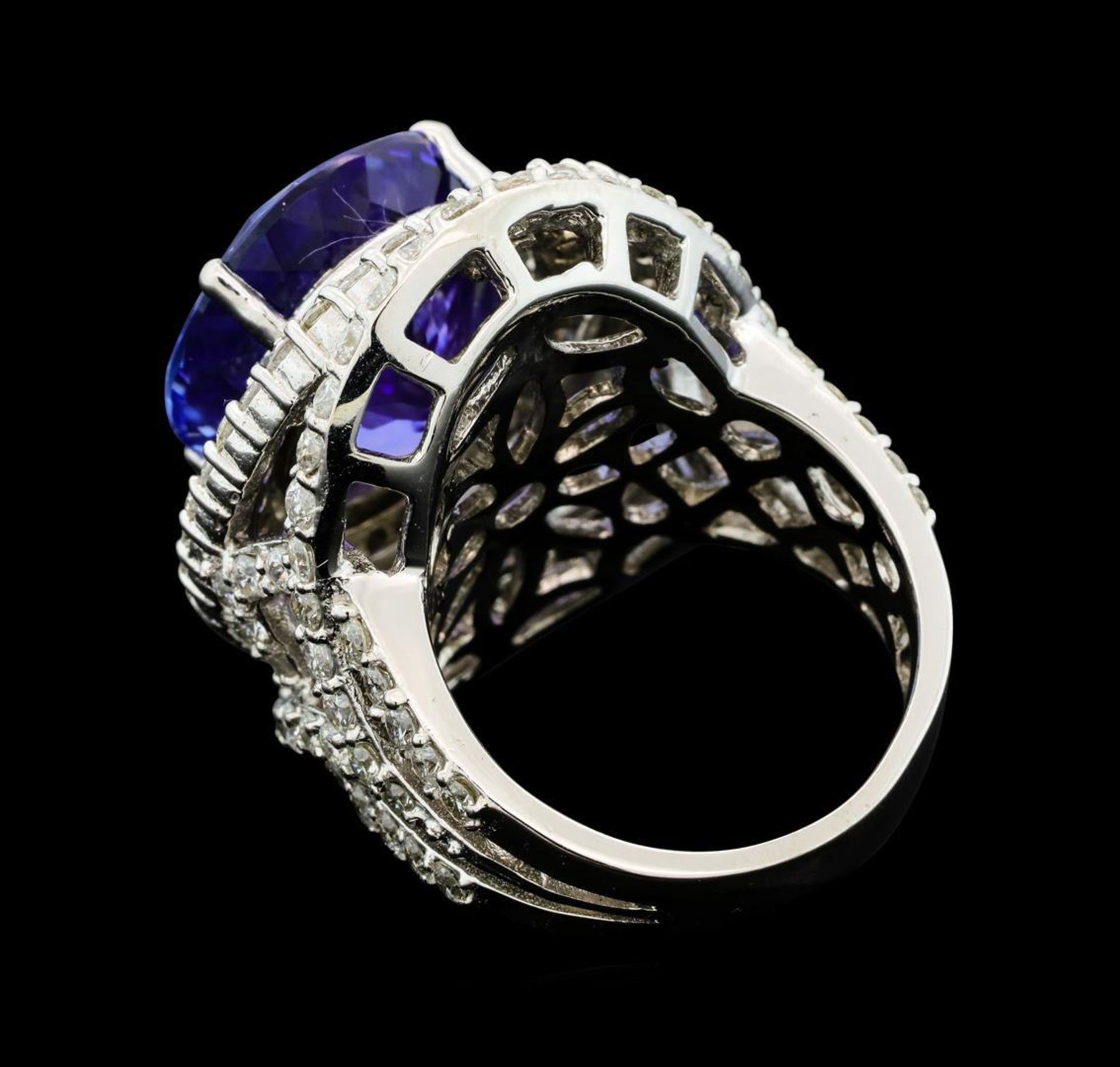 13.82 Tanzanite and Diamond Ring - 14KT White Gold - Image 3 of 5