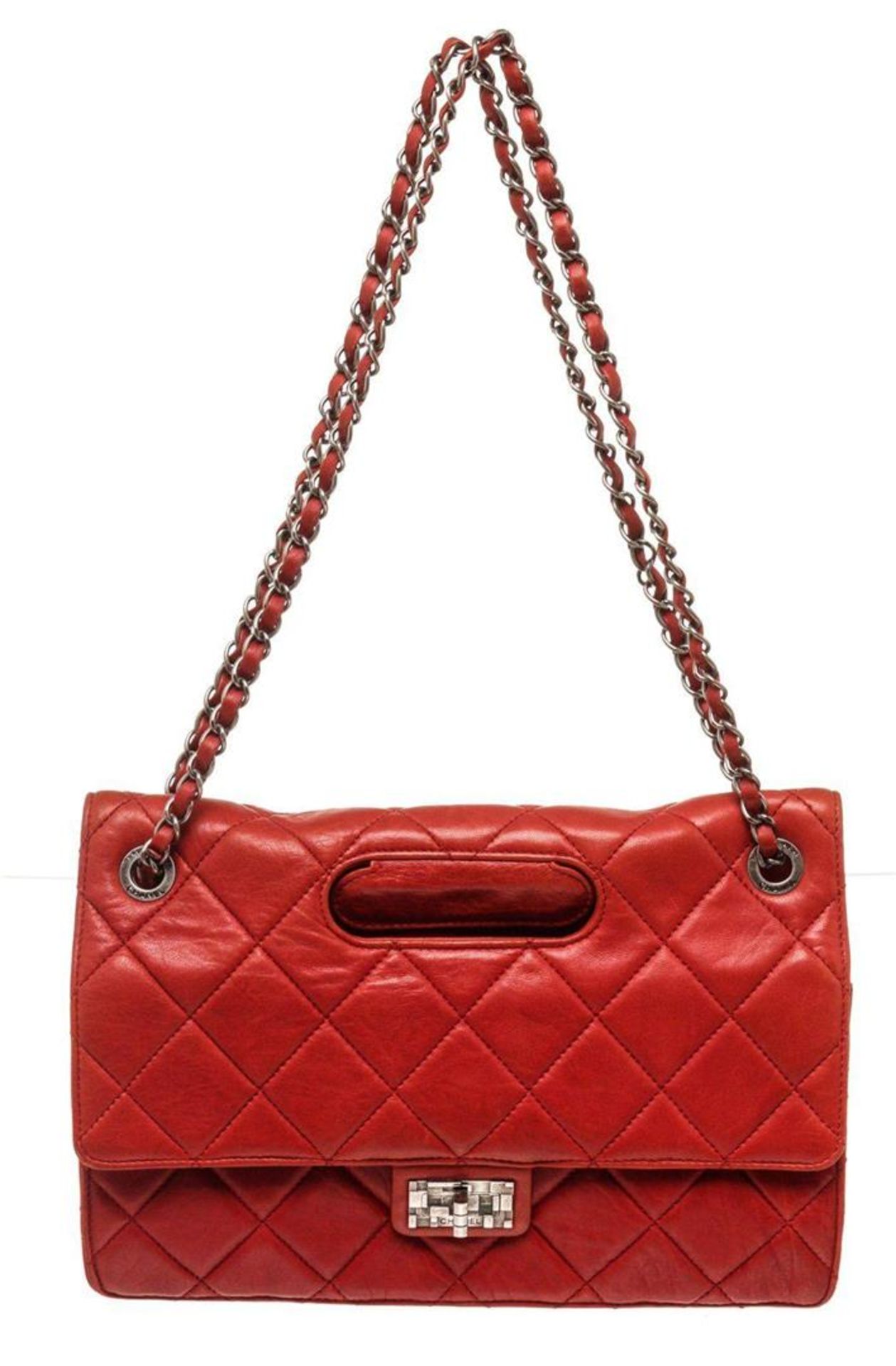 Chanel Red Leather Jumbo Shoulder Bag