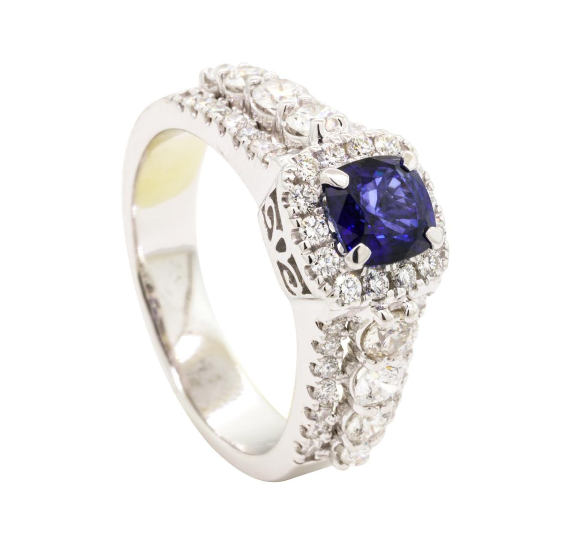 1.86 ctw Sapphire and Diamond Ring - 14KT White Gold - Image 4 of 5