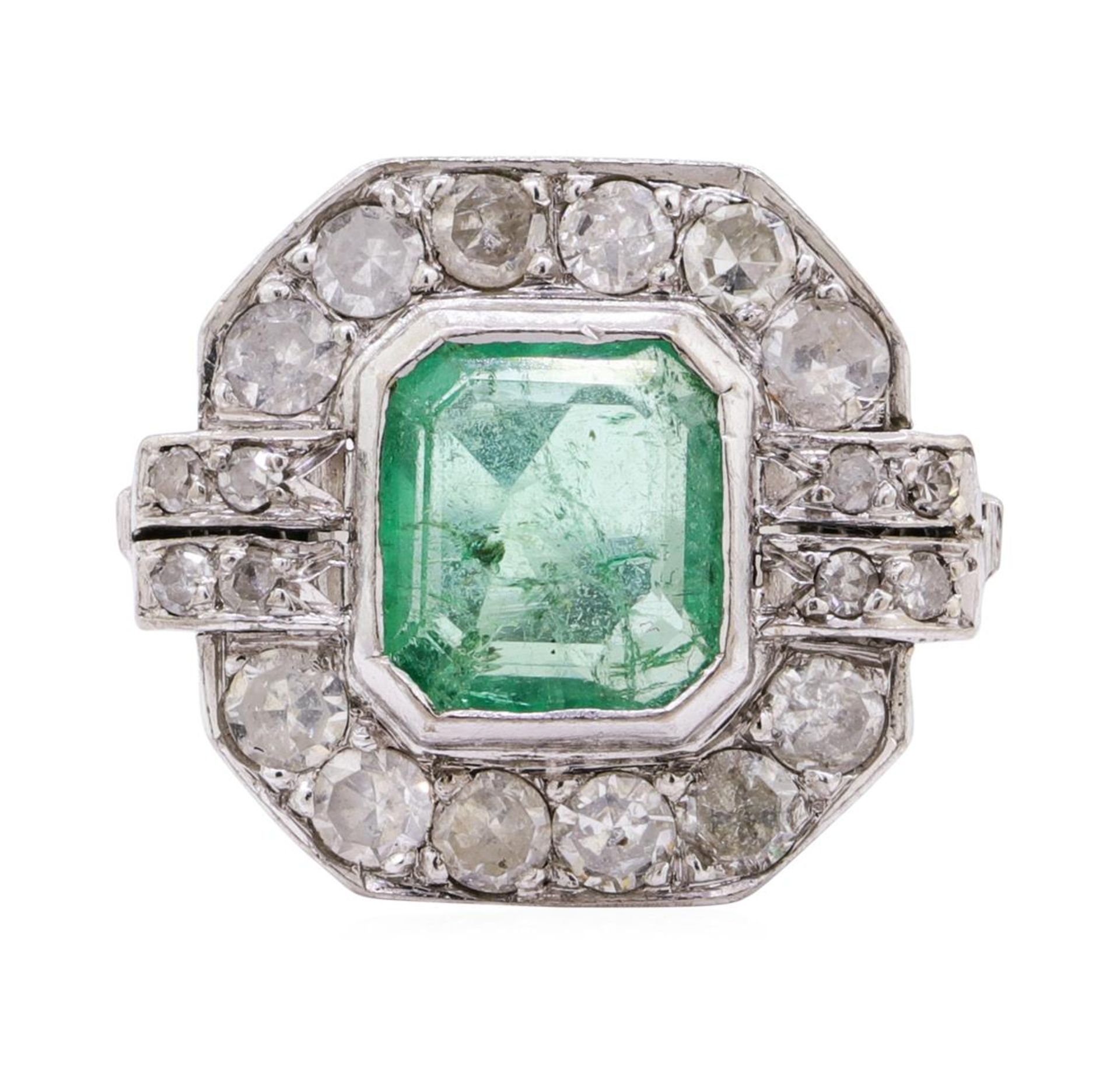 7.80 ctw Emerald And Diamond Ring And Earrings - 14KT White Gold - Image 2 of 7