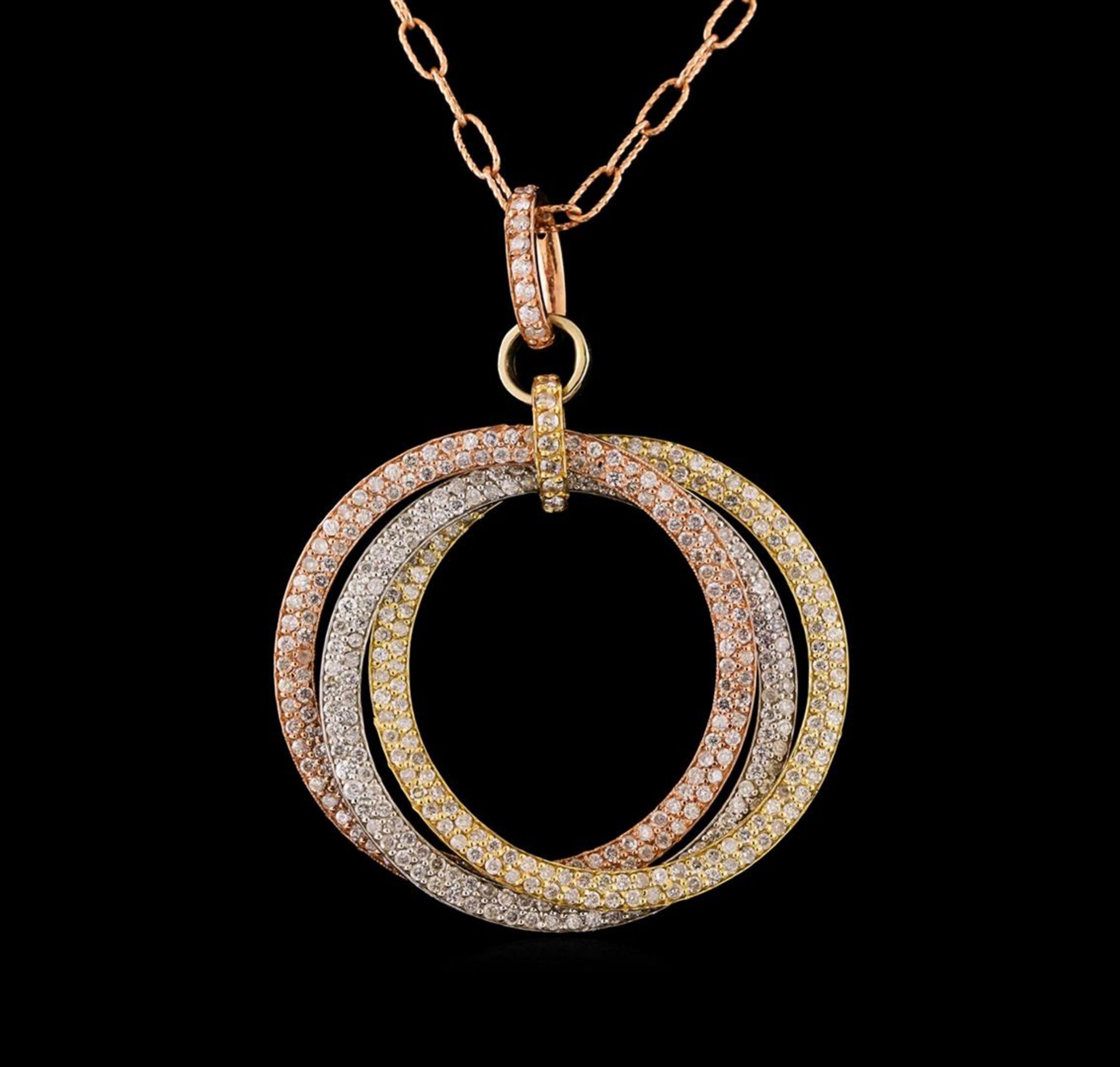 14KT Three-Tone Gold 1.53 ctw Diamond Pendant With Chain - Image 2 of 3