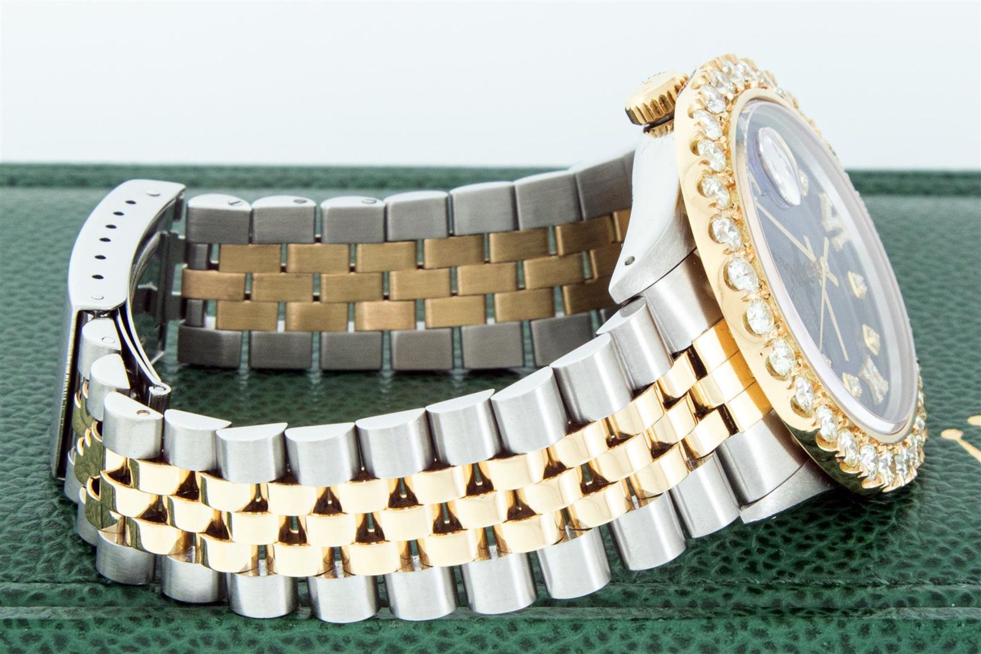Rolex Mens 2 Tone Blue VS 4 ctw Beadset Diamond Datejust Wristwatch with Rolex B - Image 6 of 9