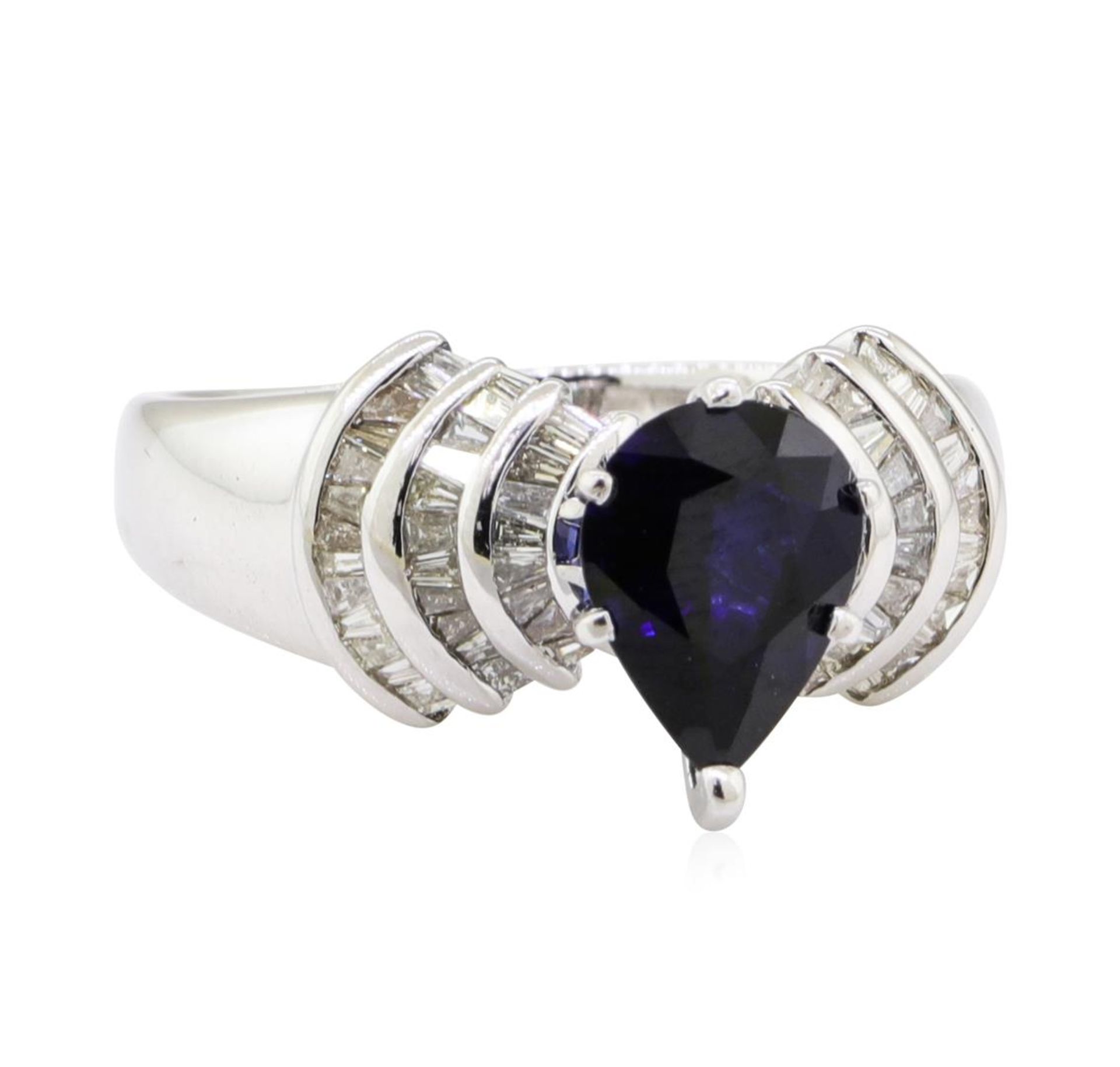 2.40 ctw Sapphire and Diamond Ring - 18KT White Gold