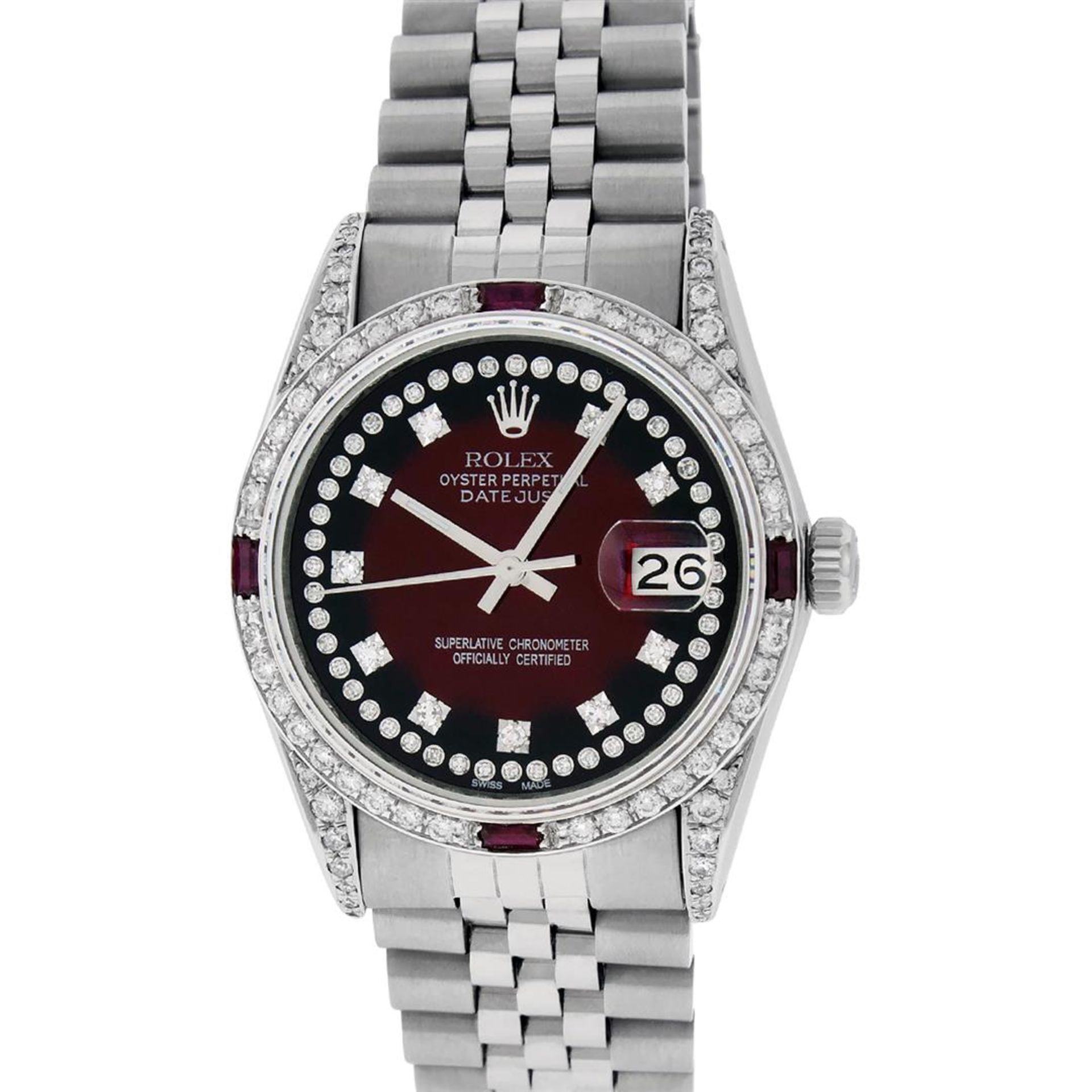 Rolex Mens SS MOP Diamond Lugs & Princess Cut Diamond Datejust Wristwatch 36MM - Image 2 of 9