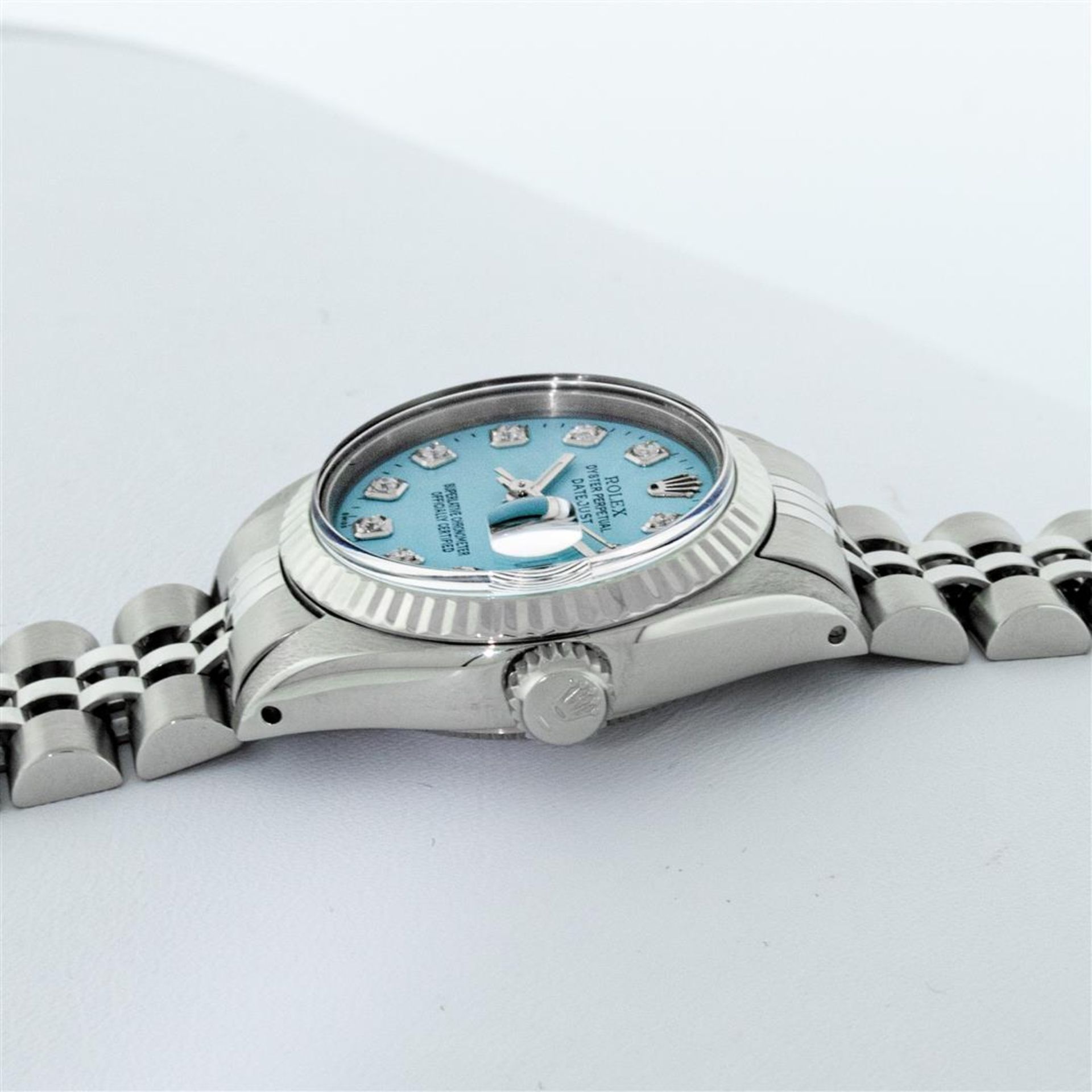 Rolex Ladies Stainless Steel Ice Blue Diamond 26MM Datejust Wristwatch Serviced - Image 6 of 9